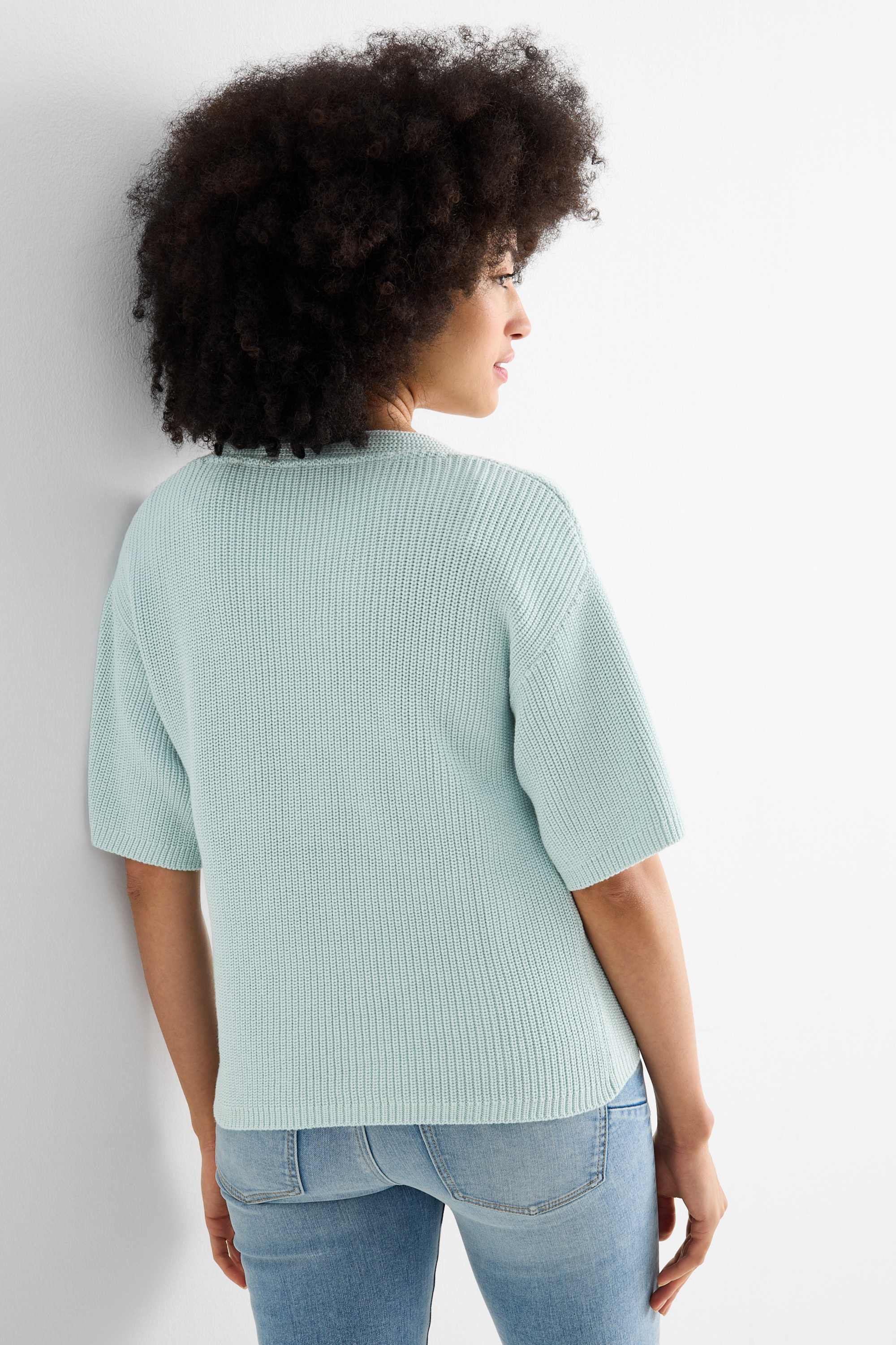 Knitted jumper - short sleeve mint green