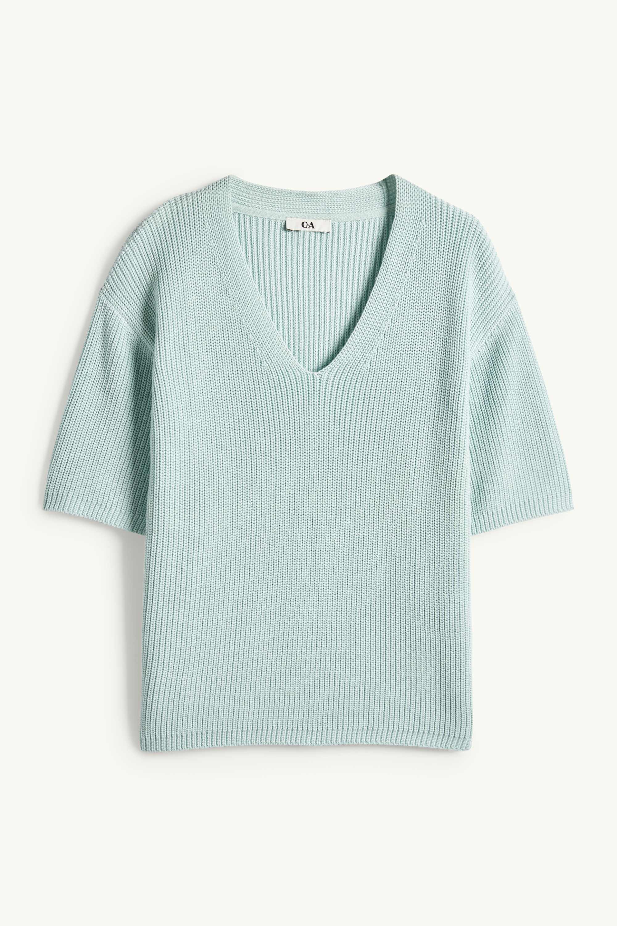 Knitted jumper - short sleeve mint green