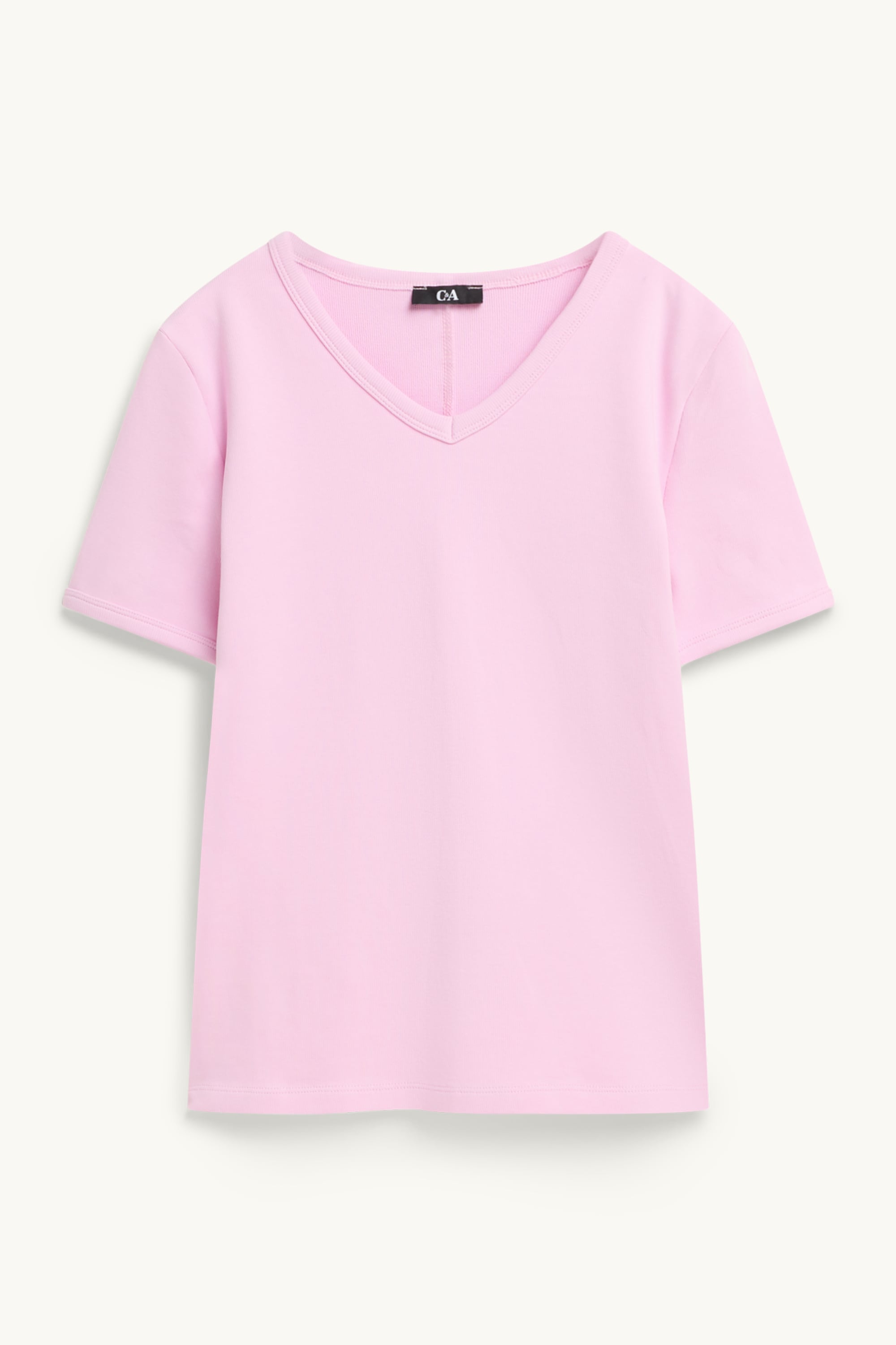 V-neck T-shirt - slim fit - skinny rib rose