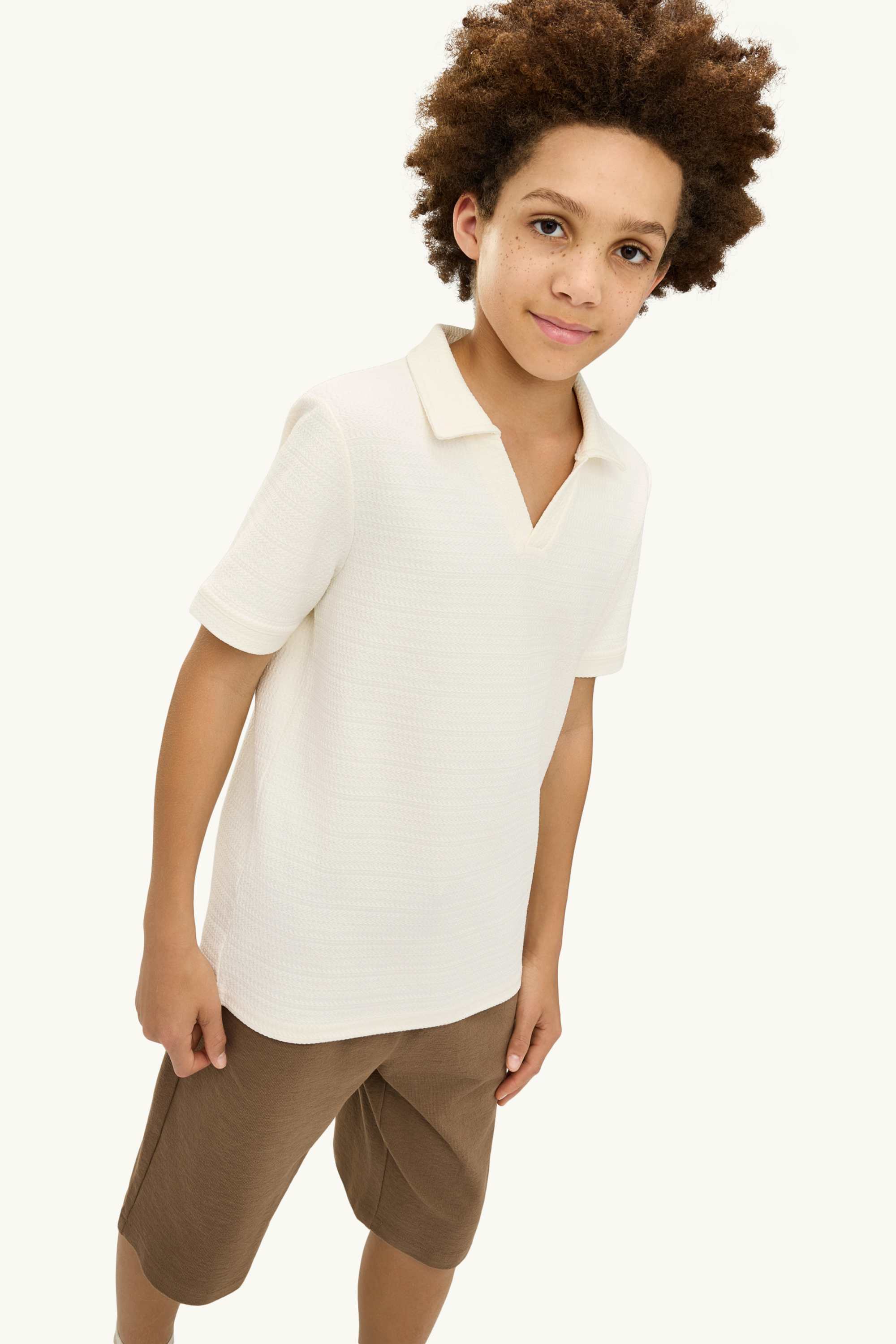 Polo shirt - textured creme