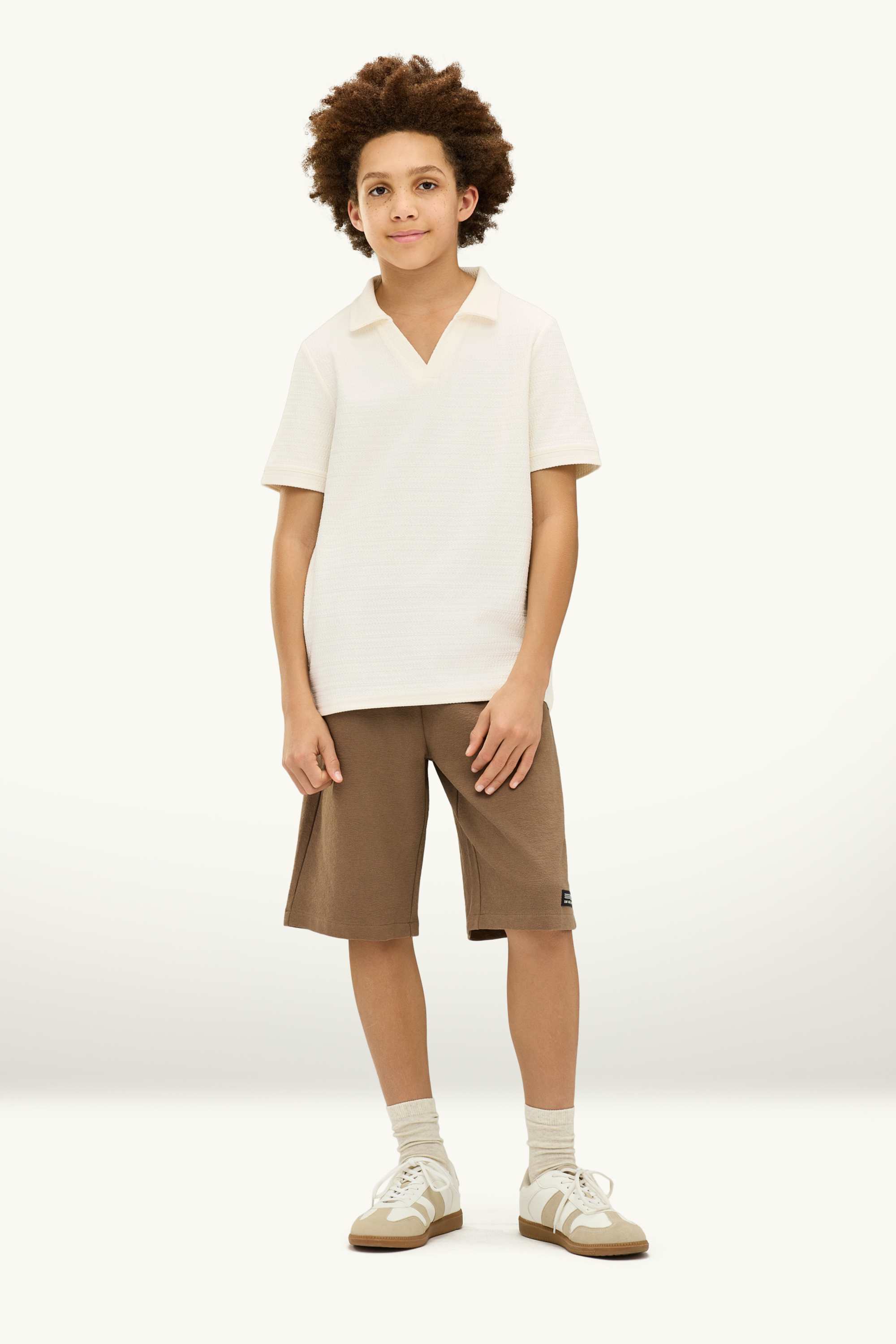 Polo shirt - textured creme