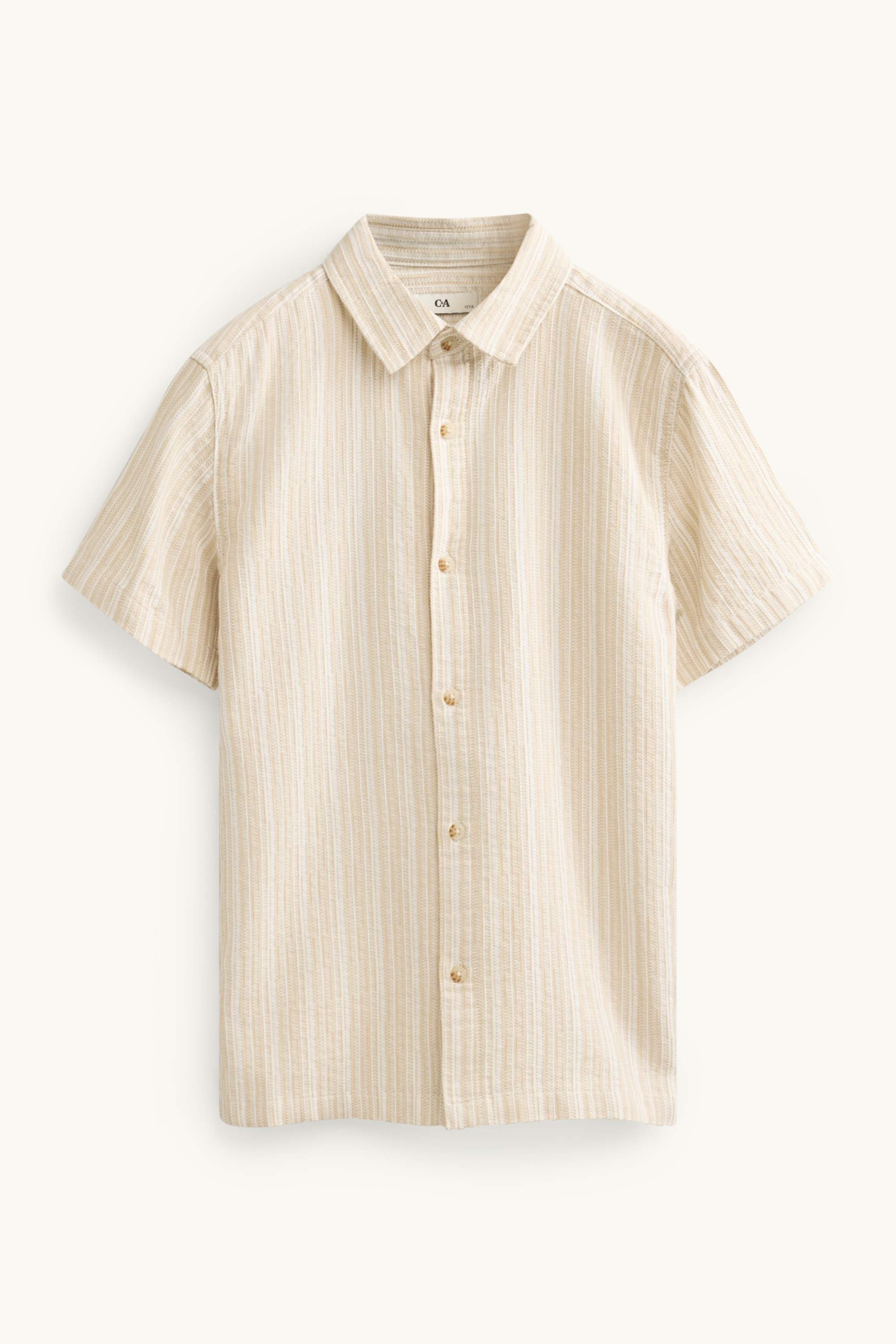 Shirt - striped - textured beige