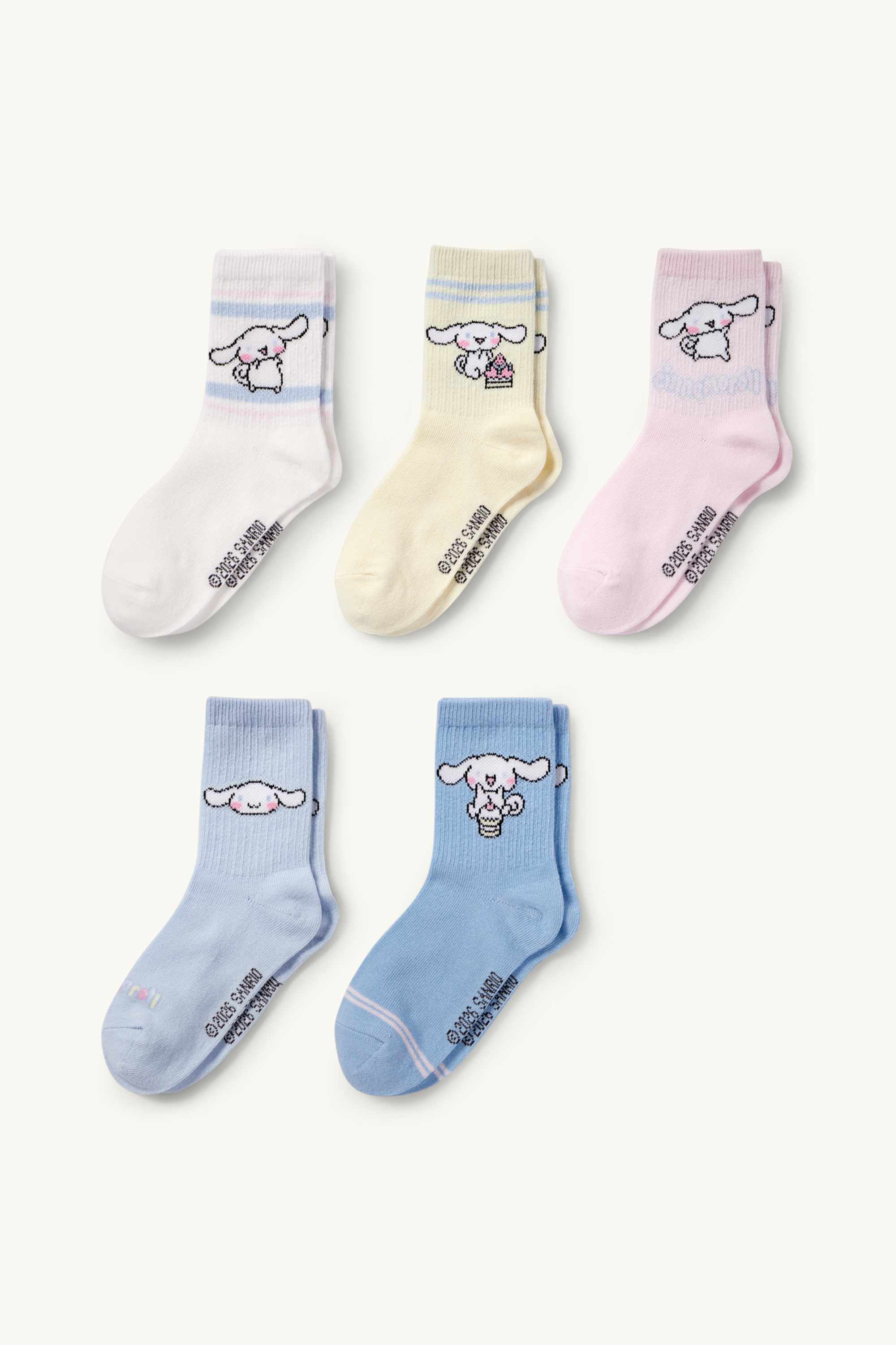 Multipack of 5 - Cinnamoroll - tennis socks with motif rose / blue