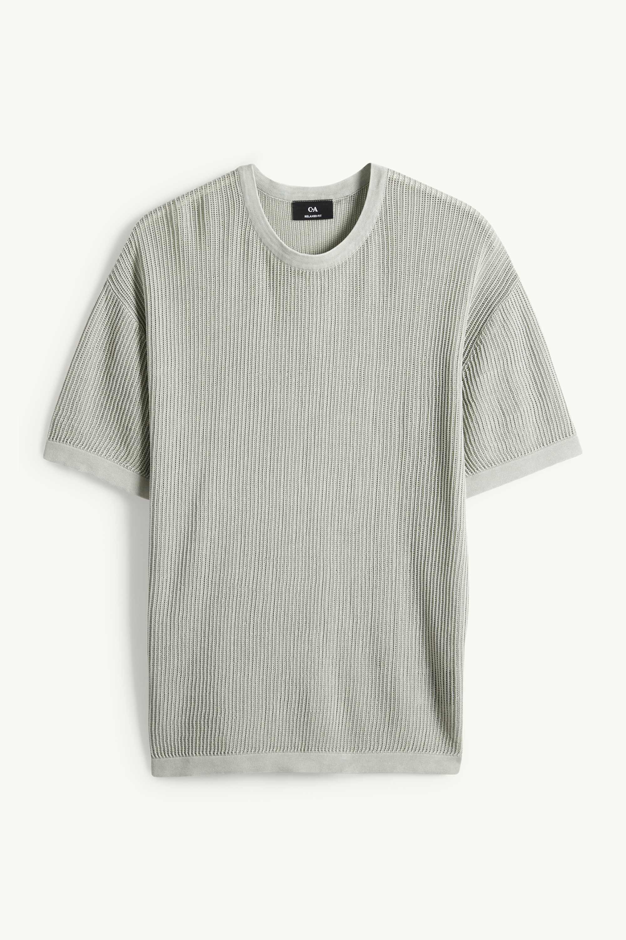 Knitted jumper - short sleeve - ribbed mint green