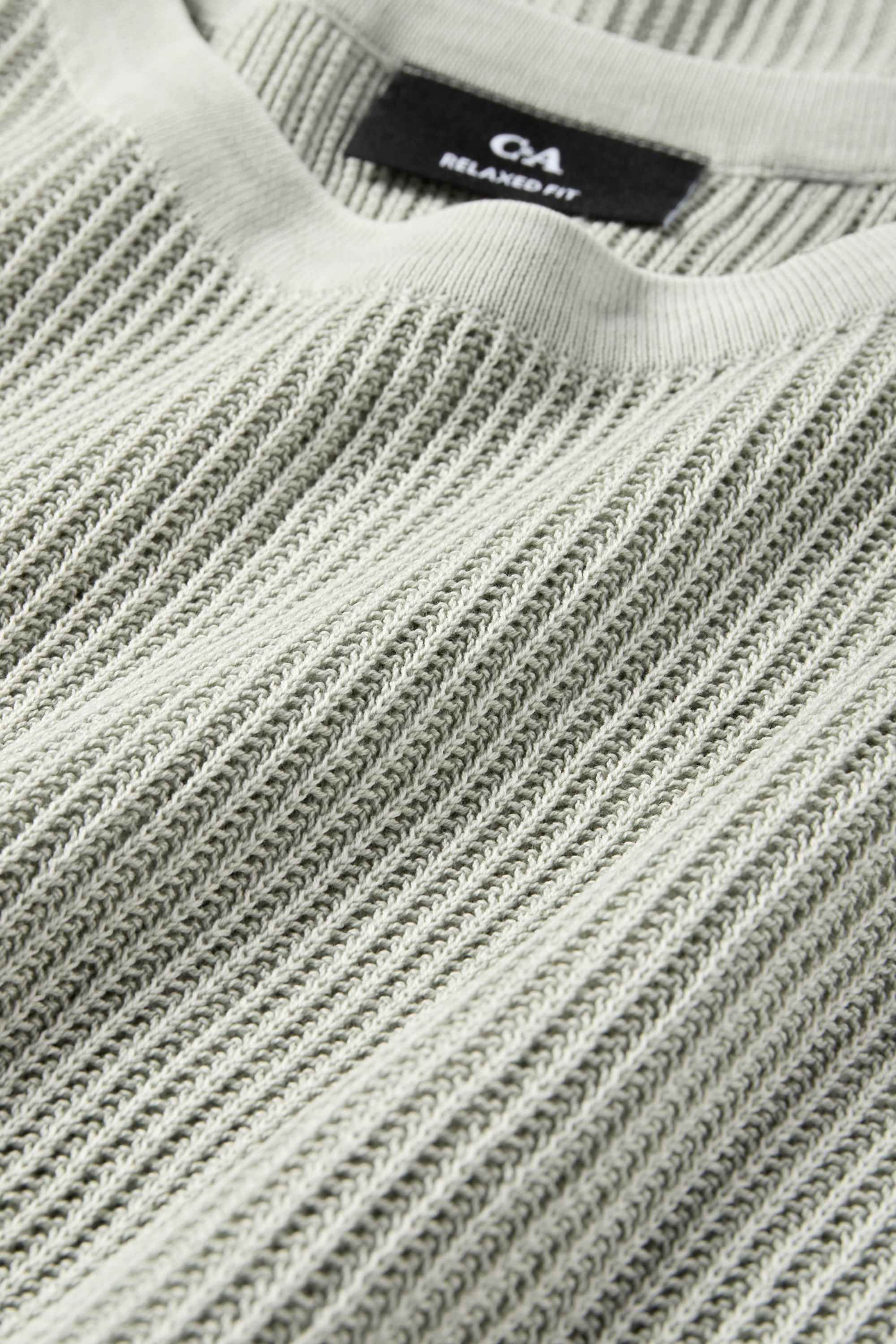 Knitted jumper - short sleeve - ribbed mint green