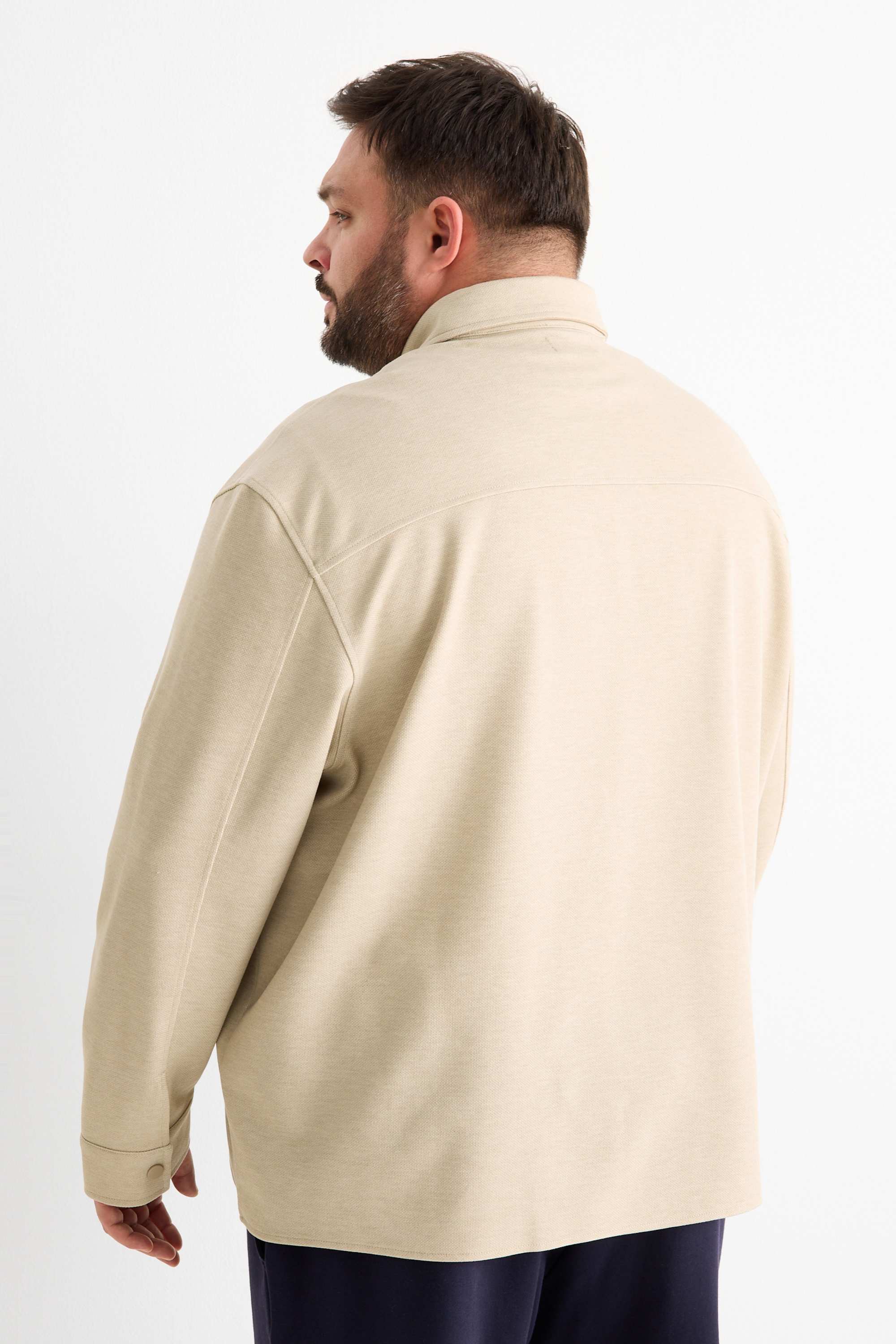 Shirt jacket - relaxed fit - kent collar beige