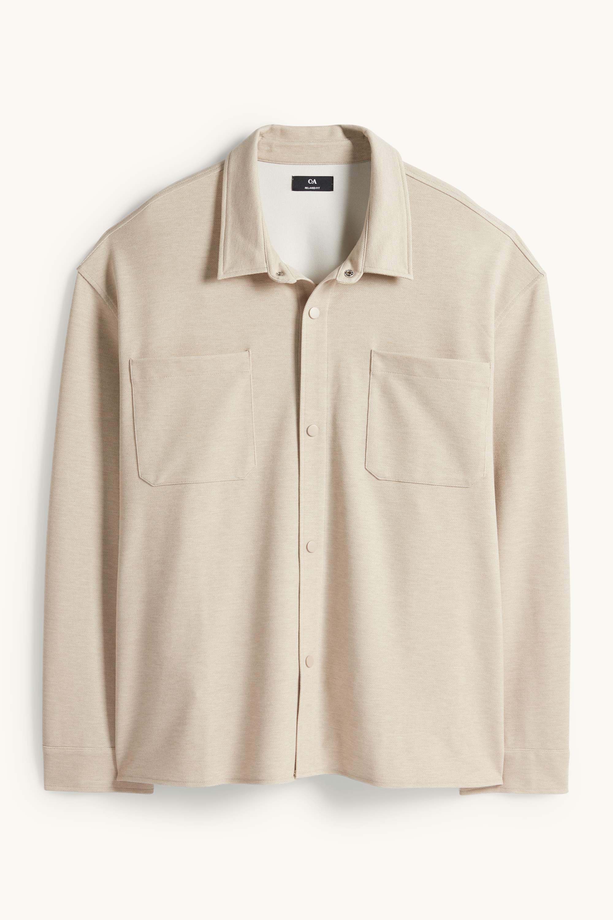 Shirt jacket - relaxed fit - kent collar beige