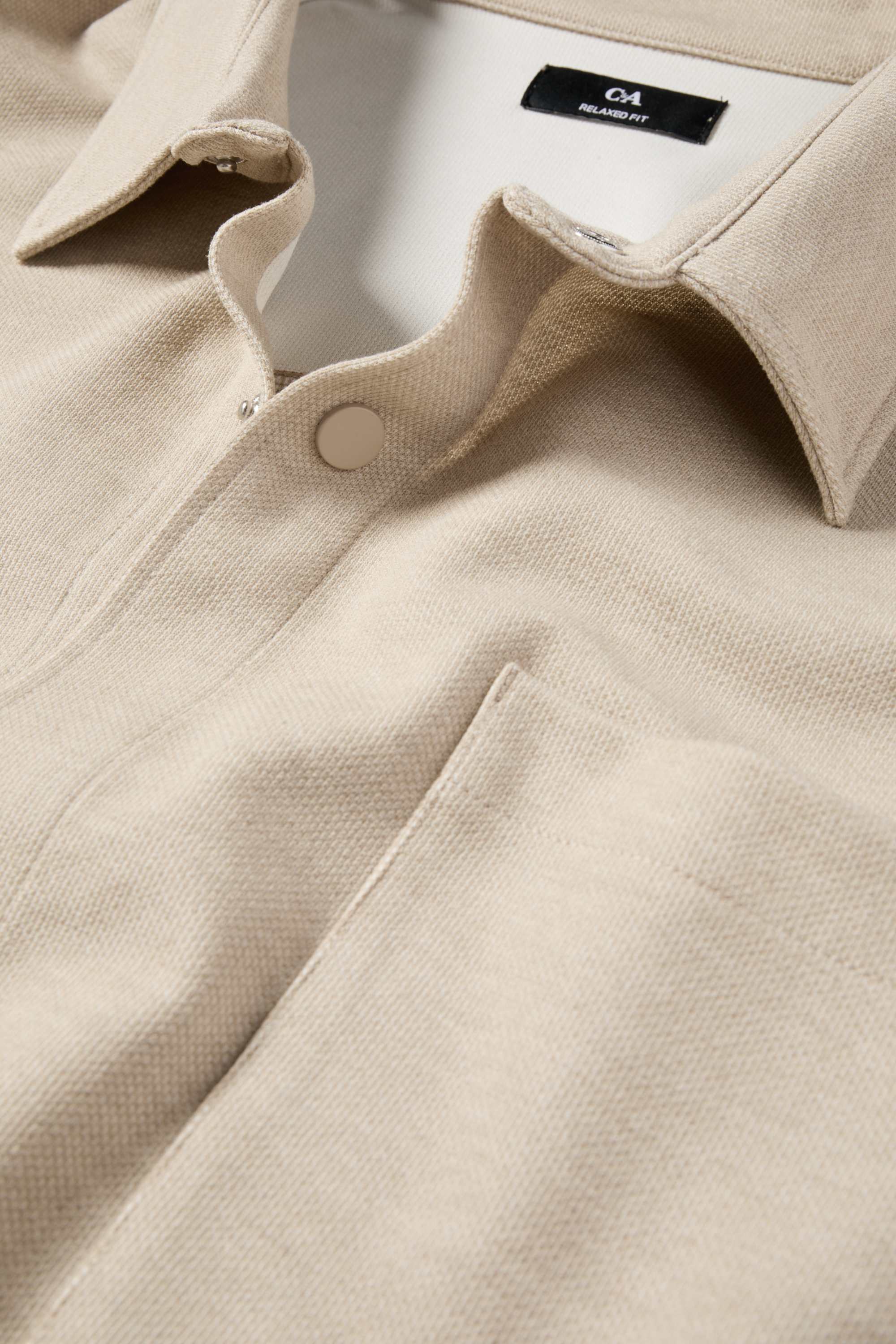 Shirt jacket - relaxed fit - kent collar beige
