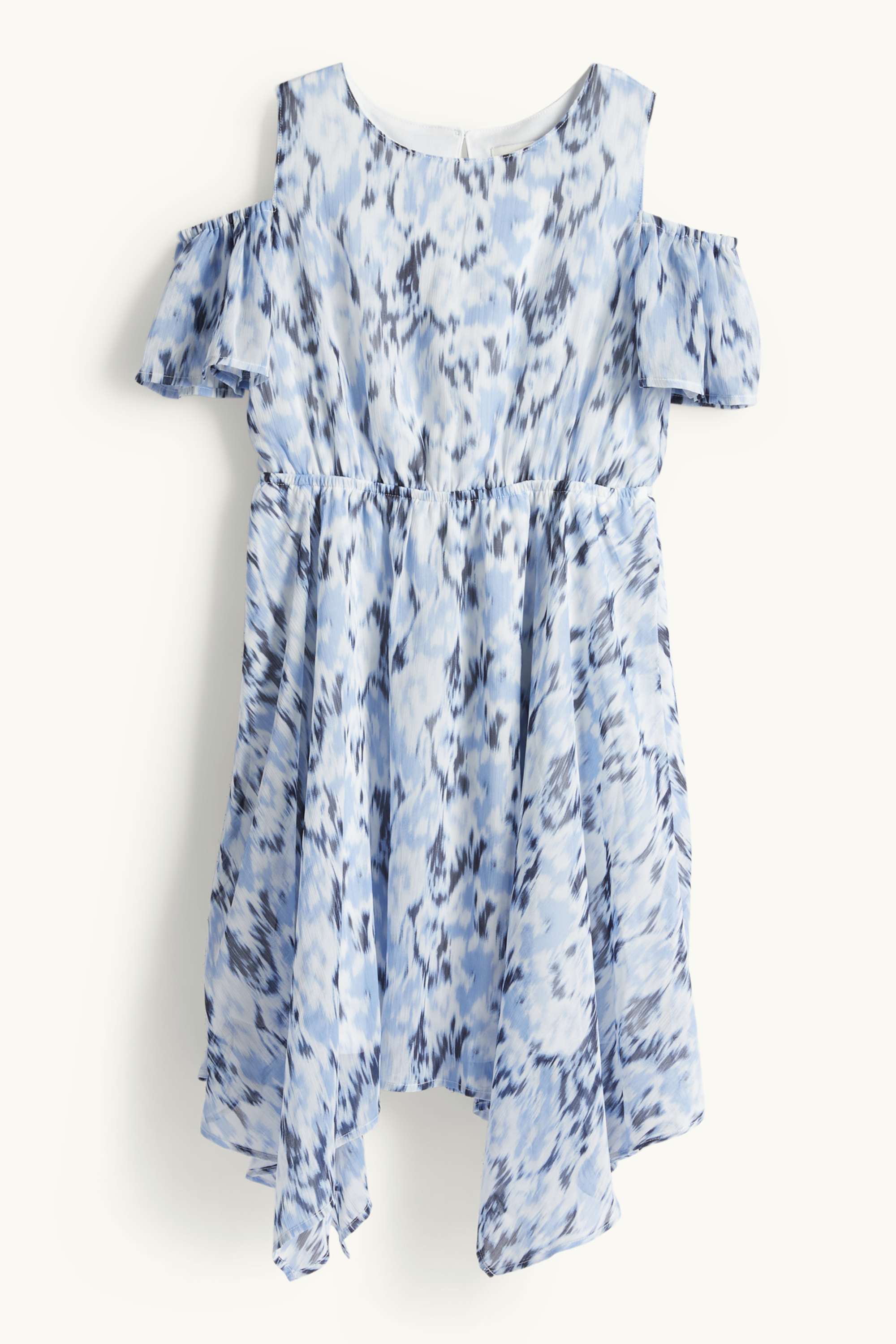 Dress - patterned white / blue