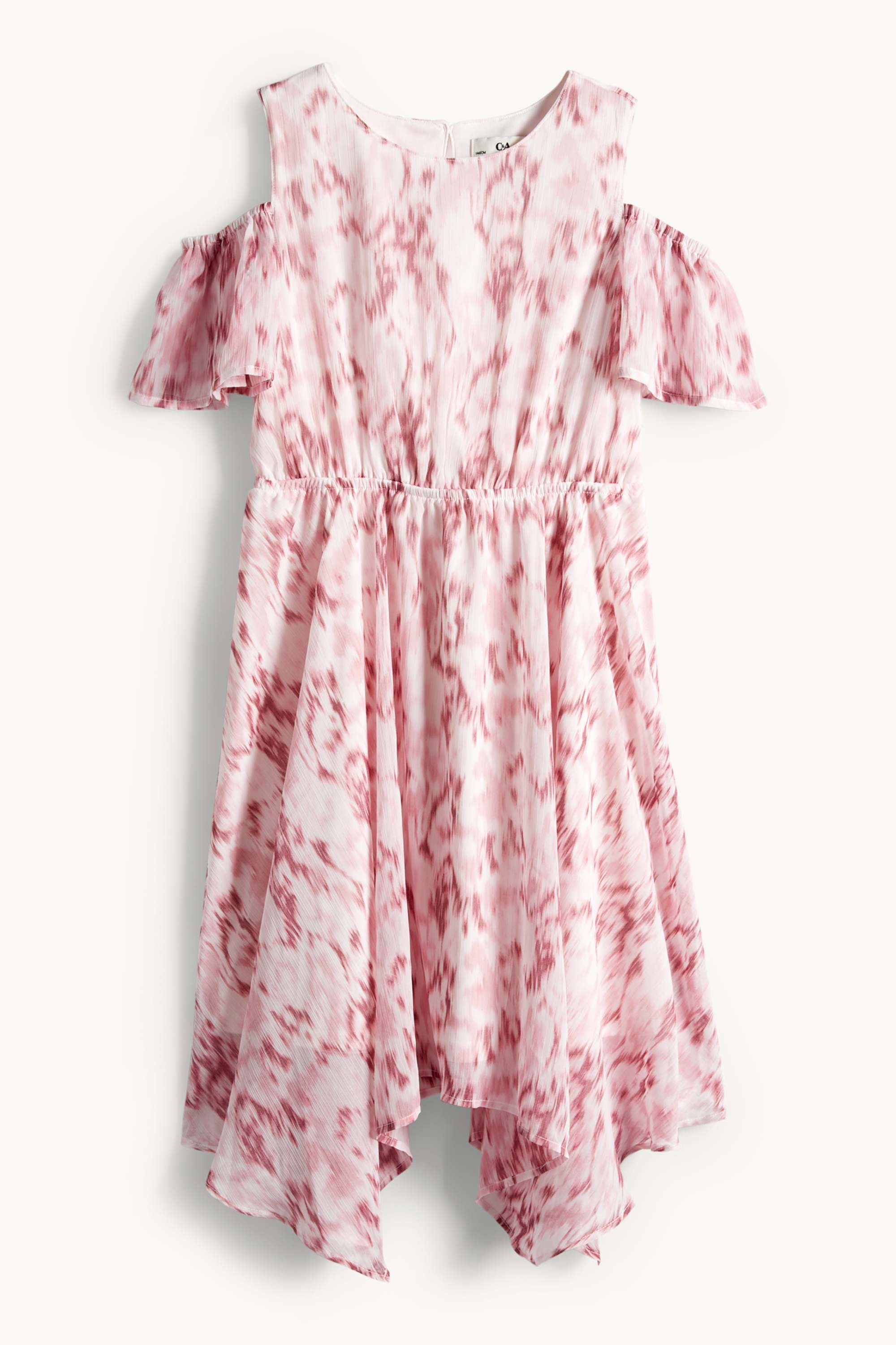 Dress - patterned white / rose