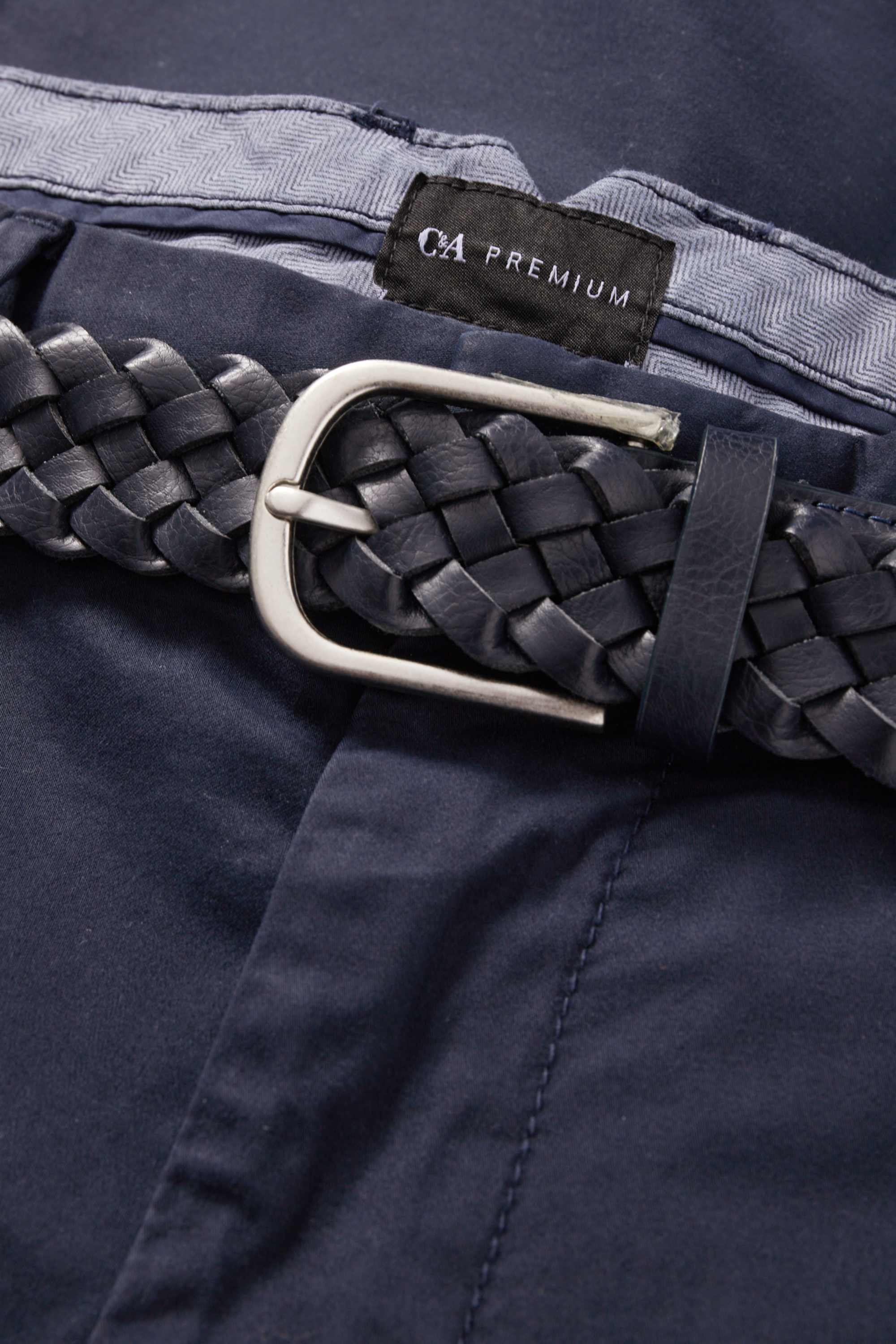 Chinos with belt dark blue