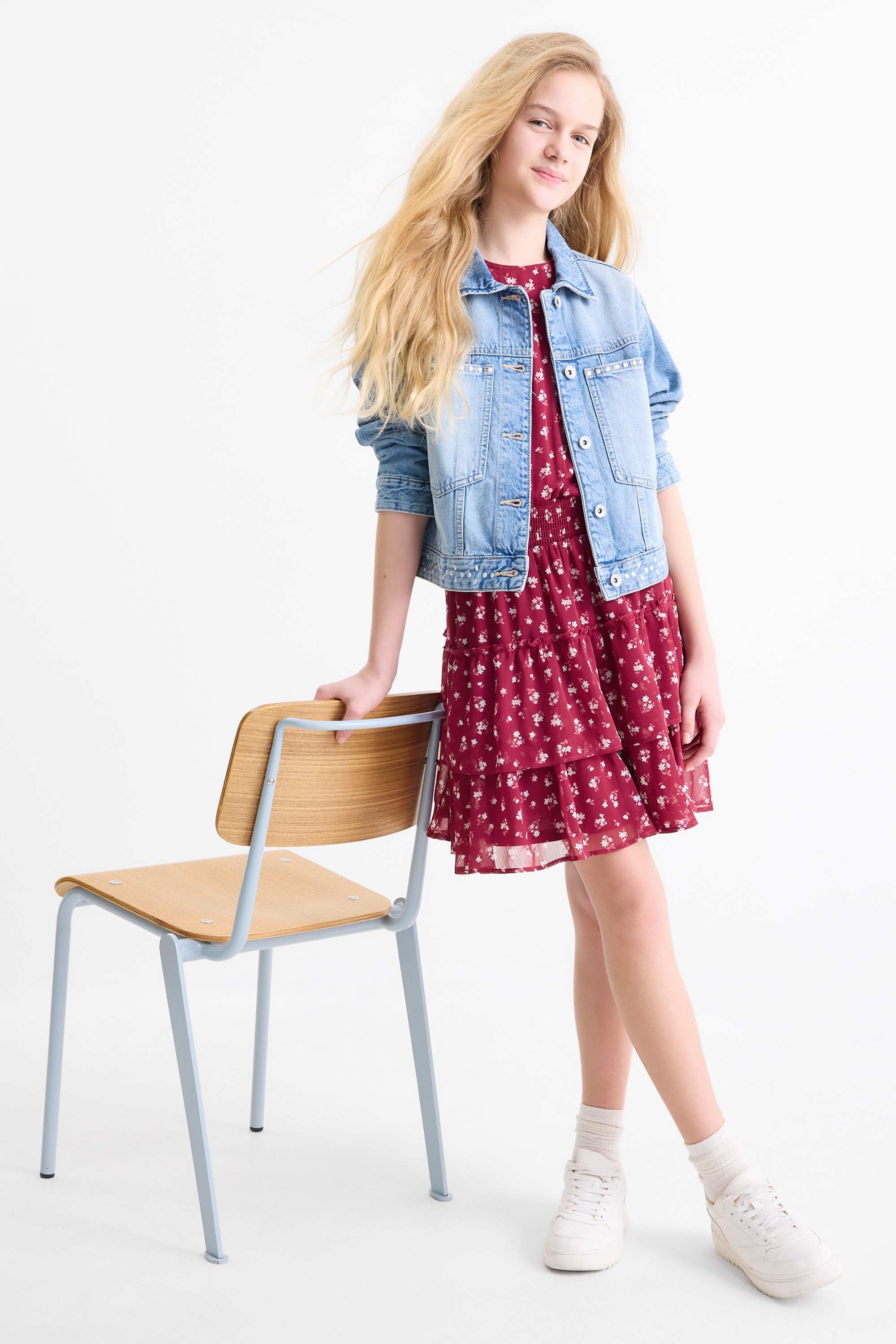Dress - floral bordeaux
