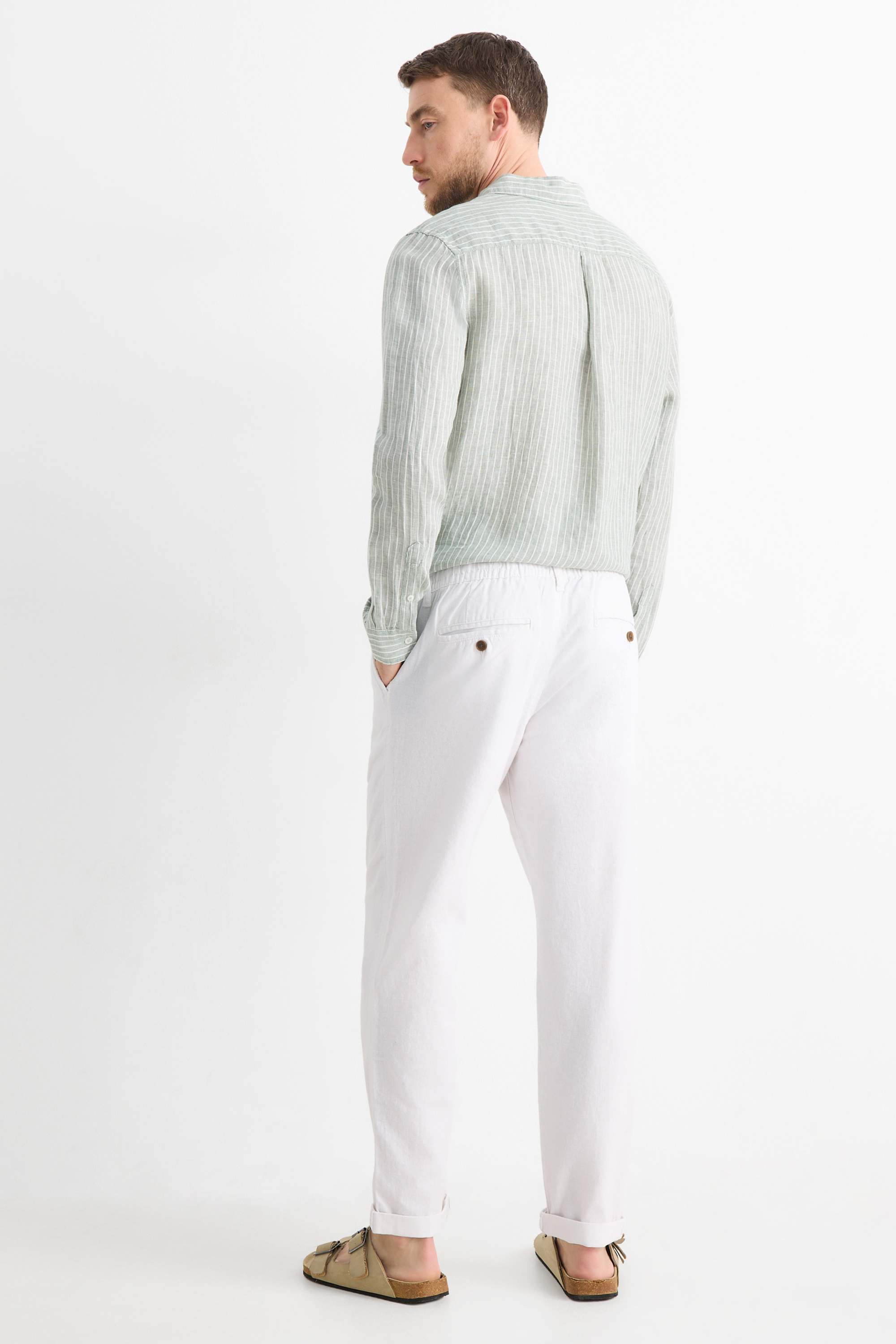 Chinos - tapered fit - linen blend white