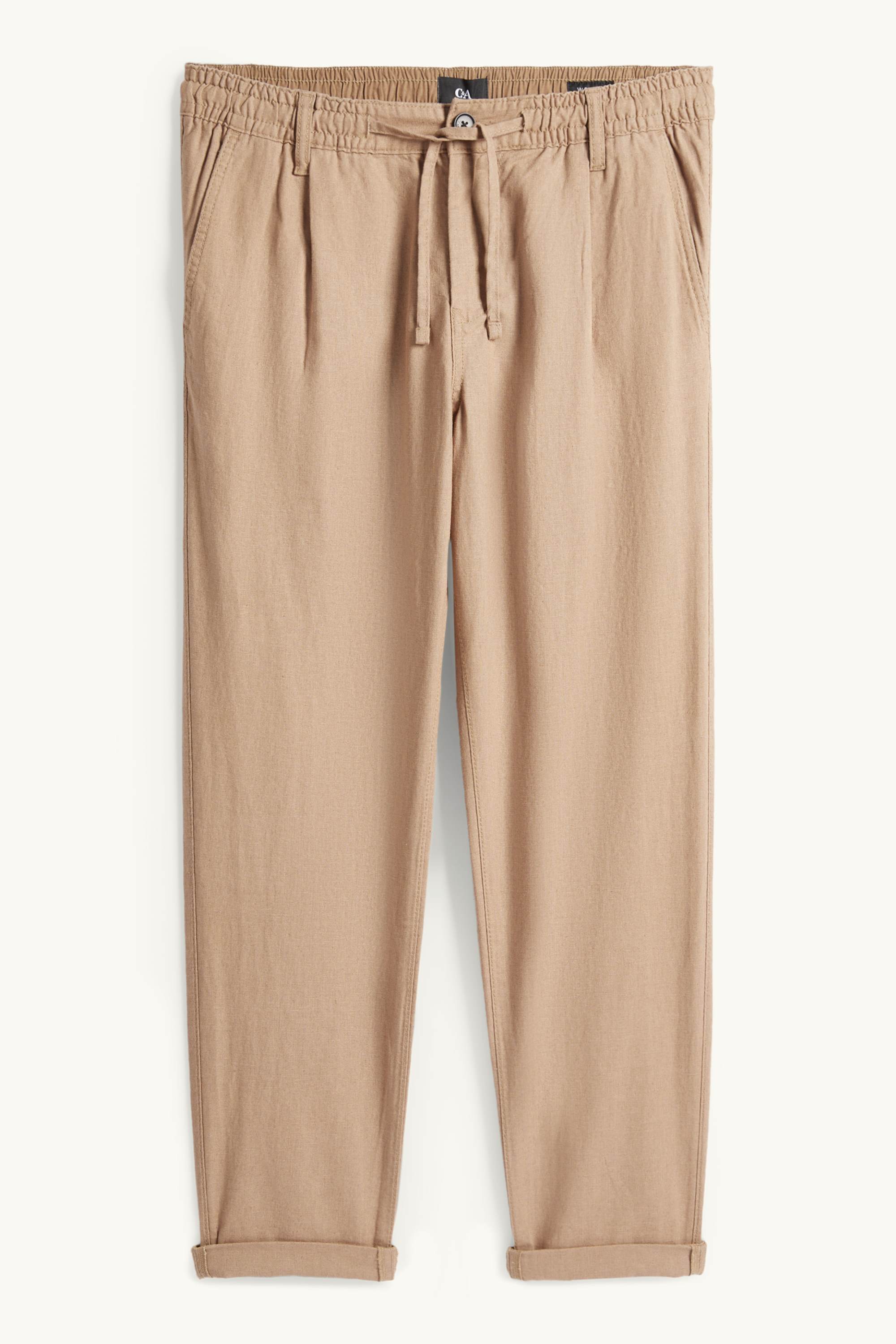 Chinos - tapered fit - linen blend beige