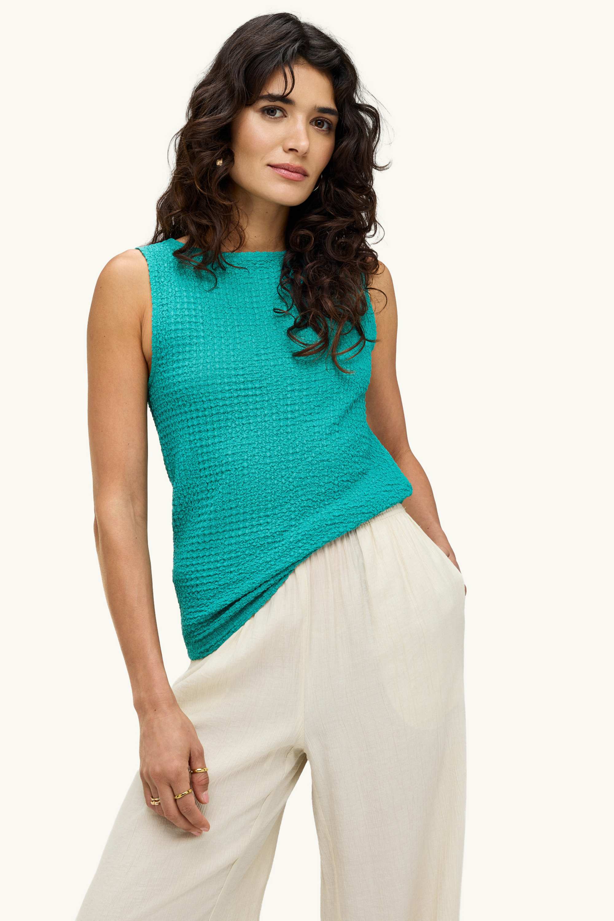 Top - textured green