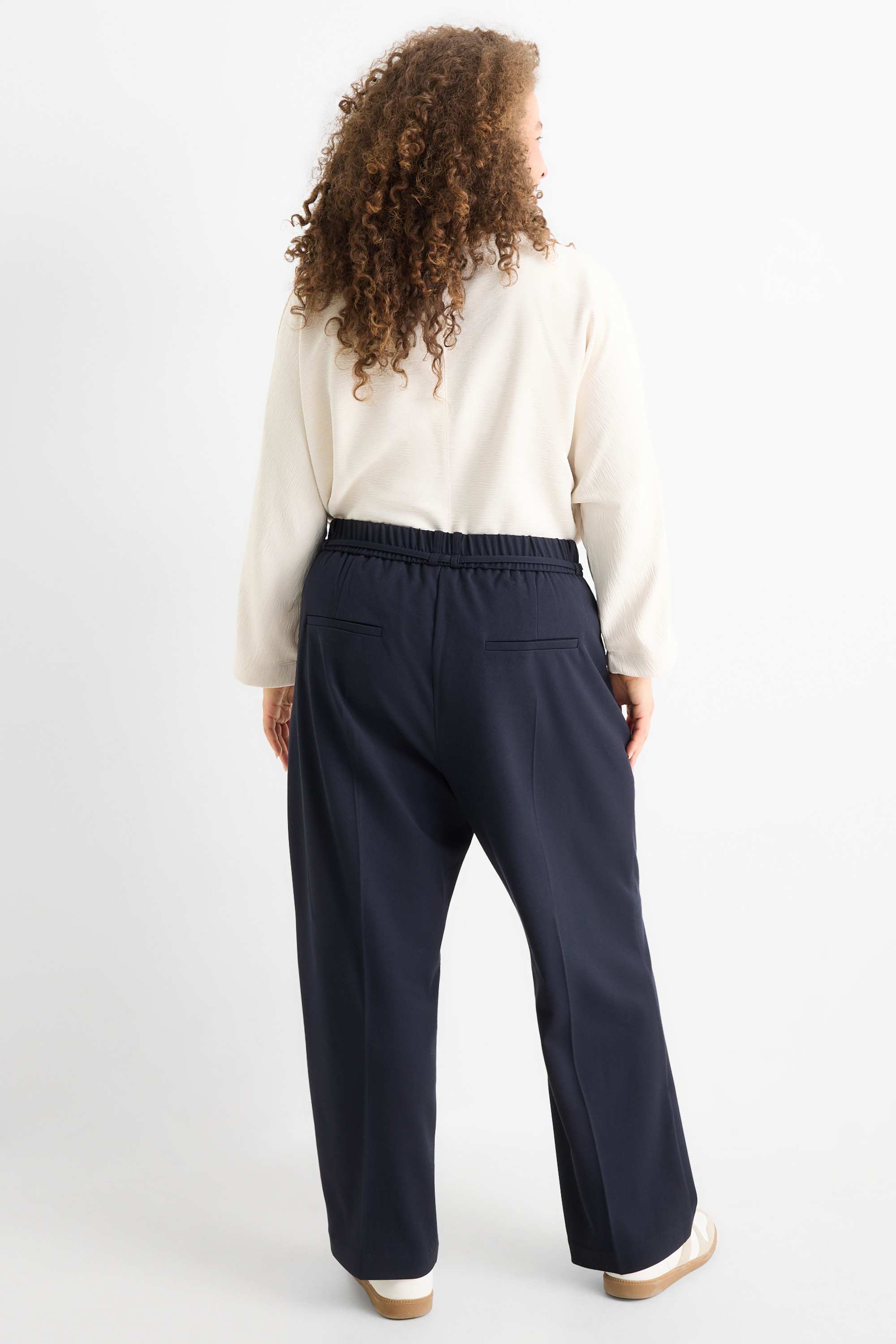 Cloth trousers - high waist - tapered fit dark blue