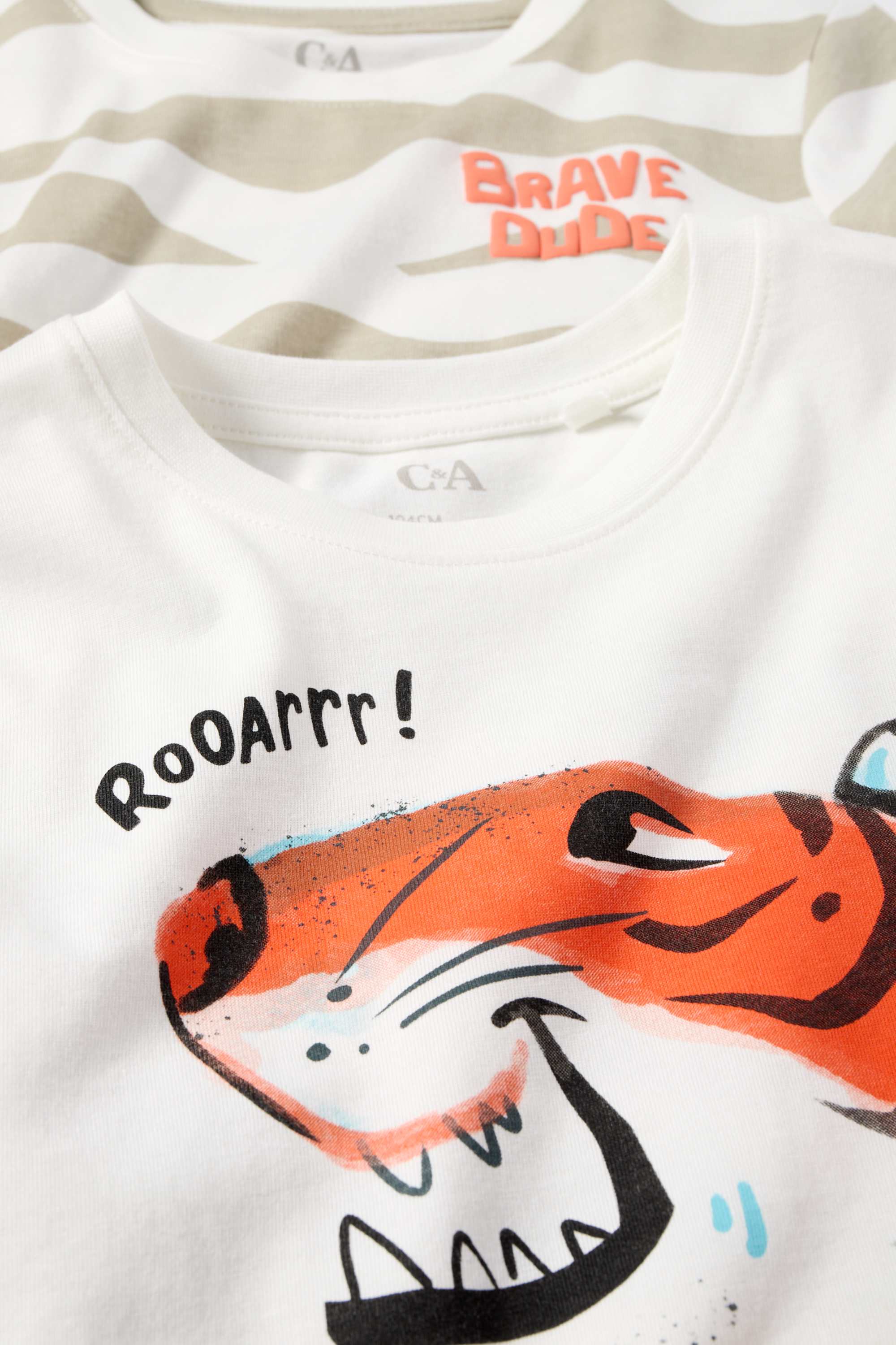 Multipack of 2 - tiger - short sleeve T-shirt white / beige