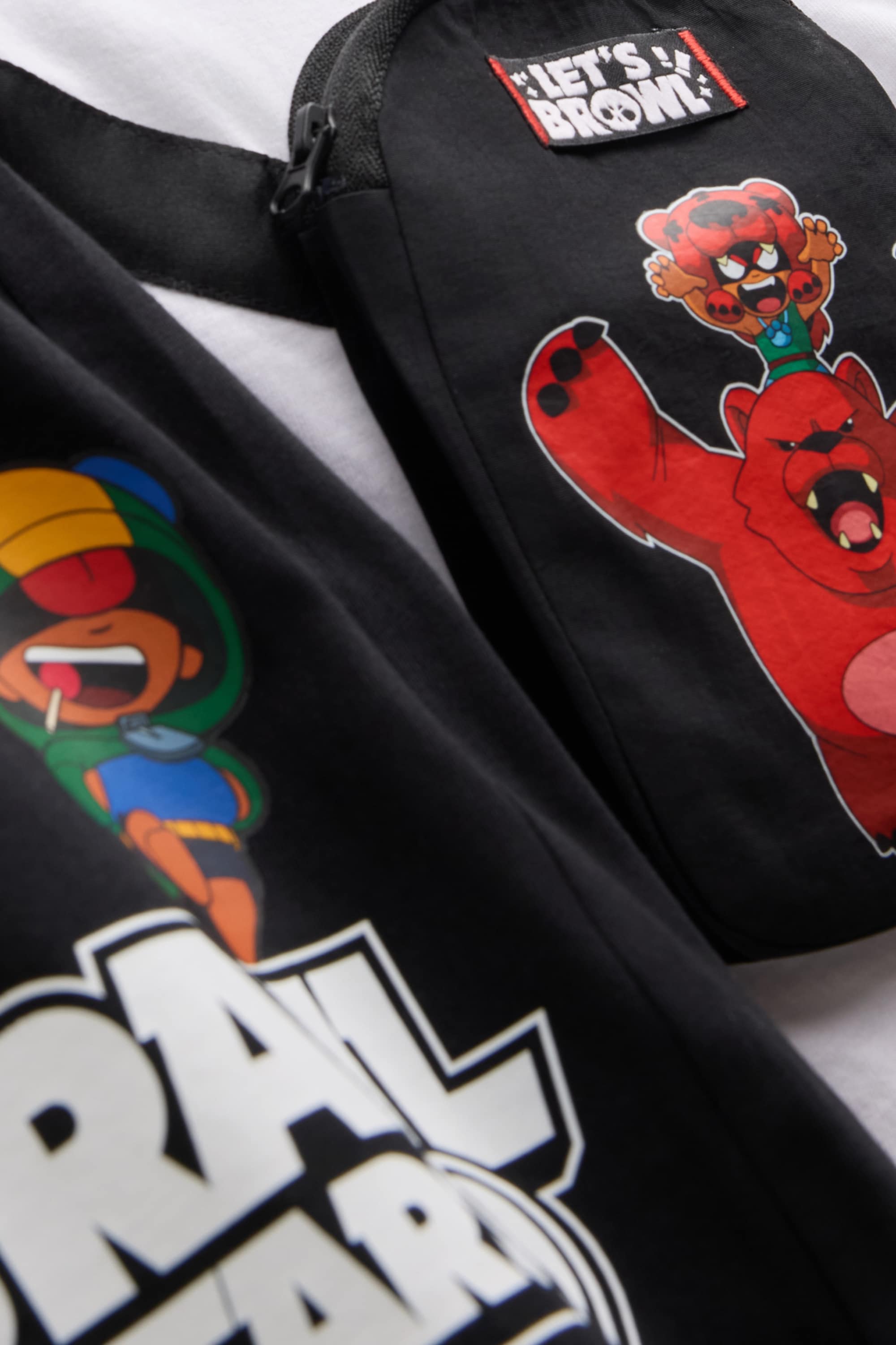 Brawl Stars - set - short sleeve T-shirt and sweat shorts - 2 piece black / white
