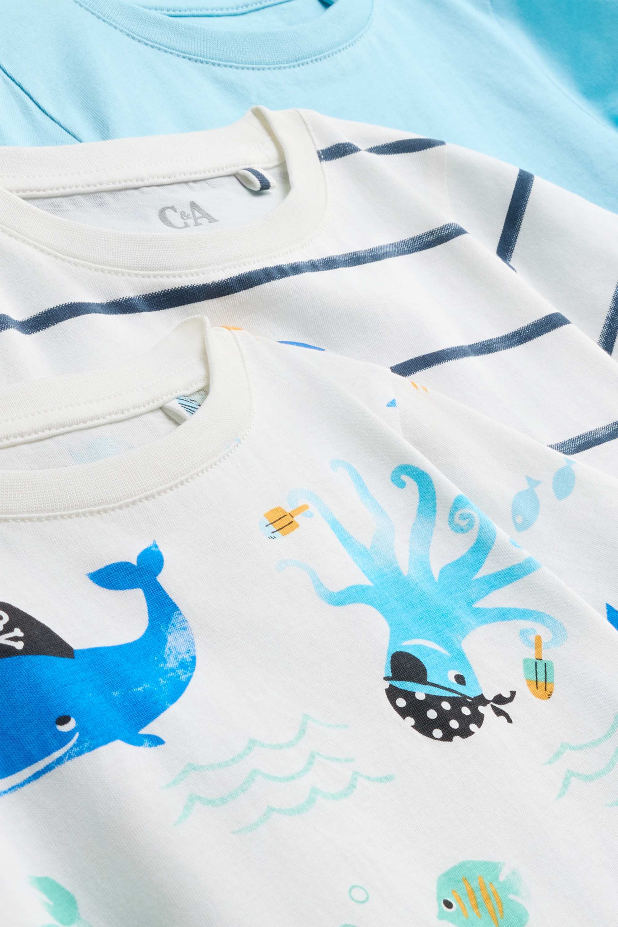 Multipack of 3 - marine animals - short sleeve T-shirt white / blue
