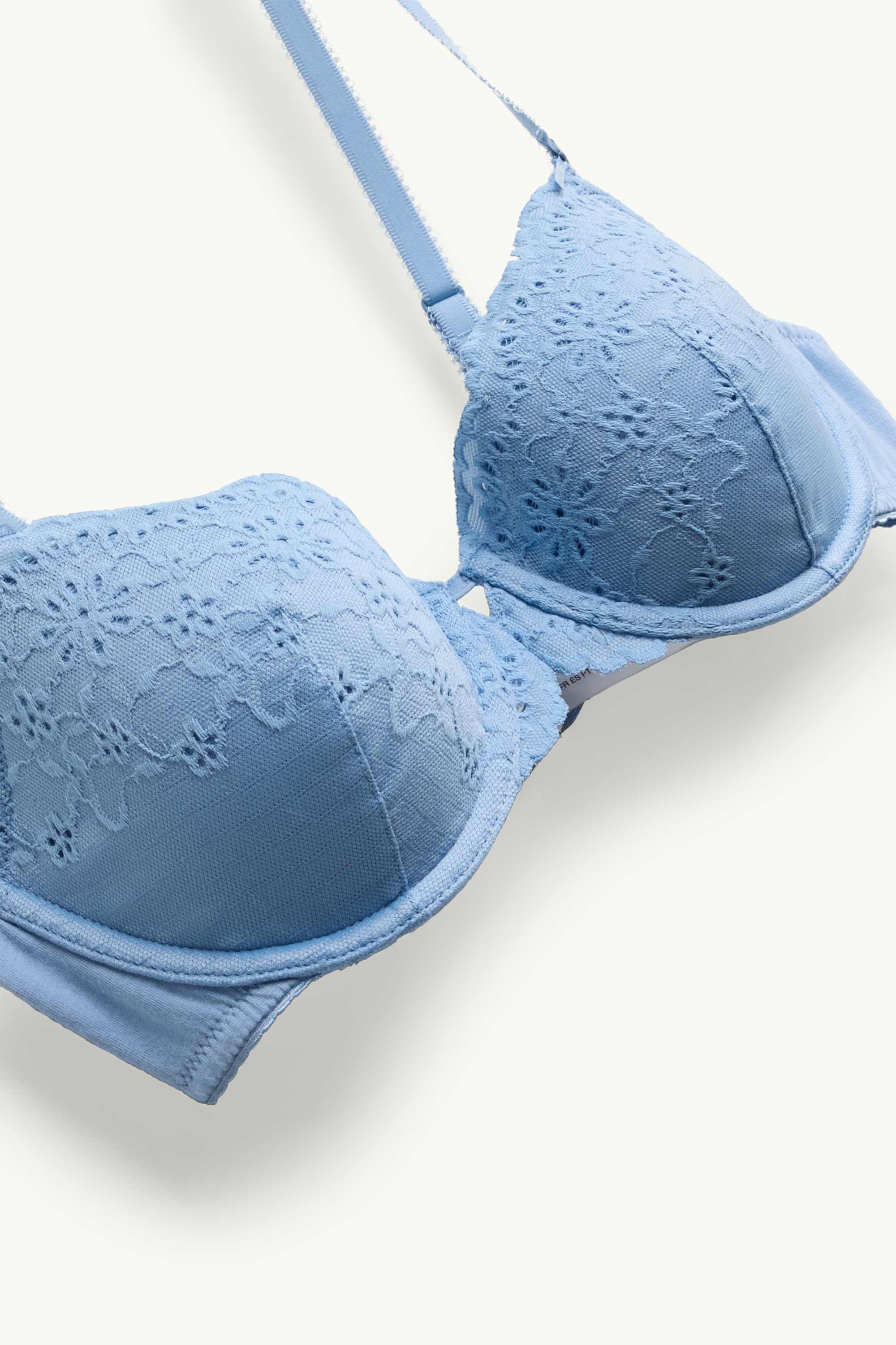 Underwire bra - DEMI - padded - broderie anglaise light blue