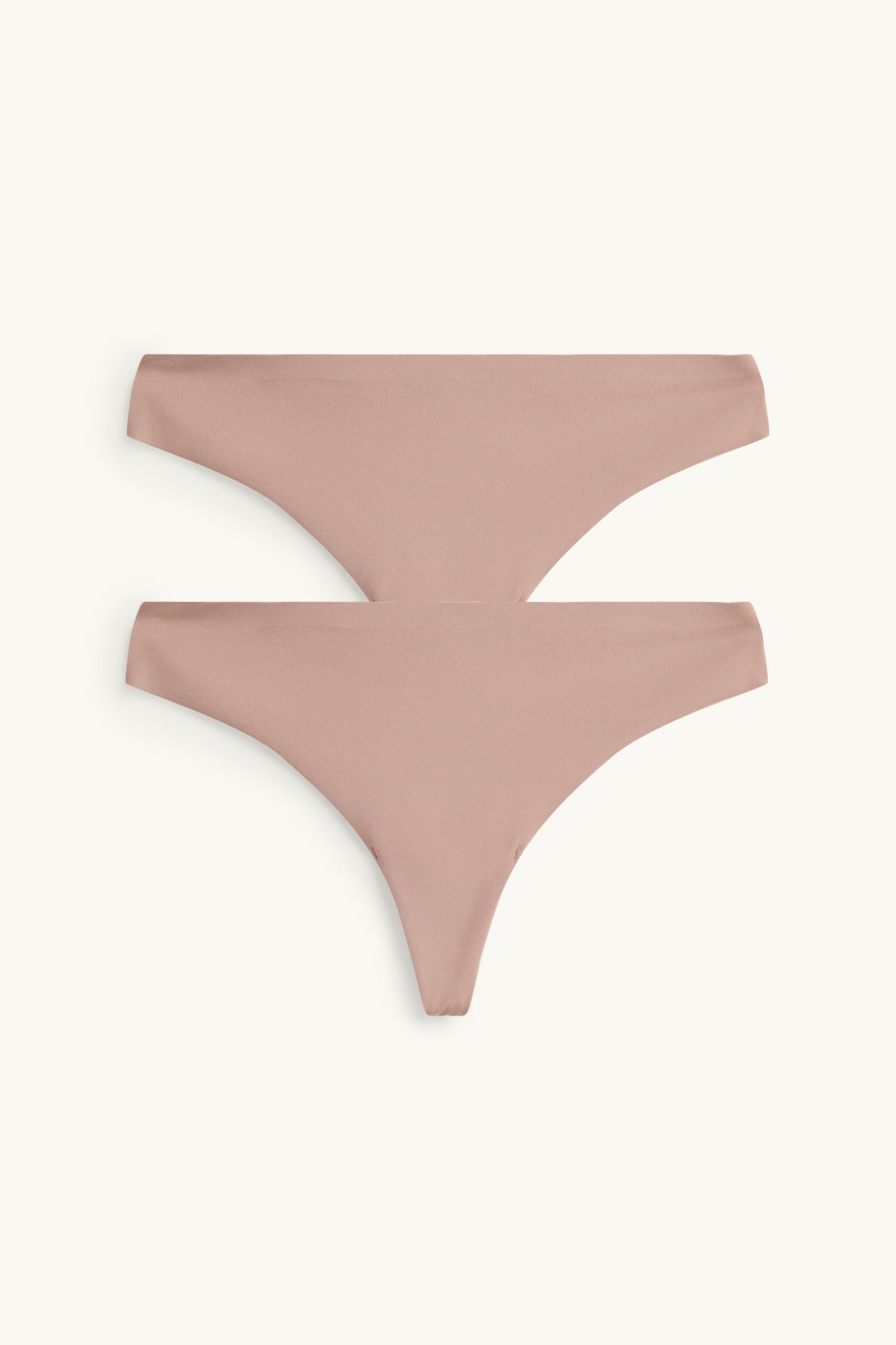 Multipack of 2 - no-VPL thong nougat coloured