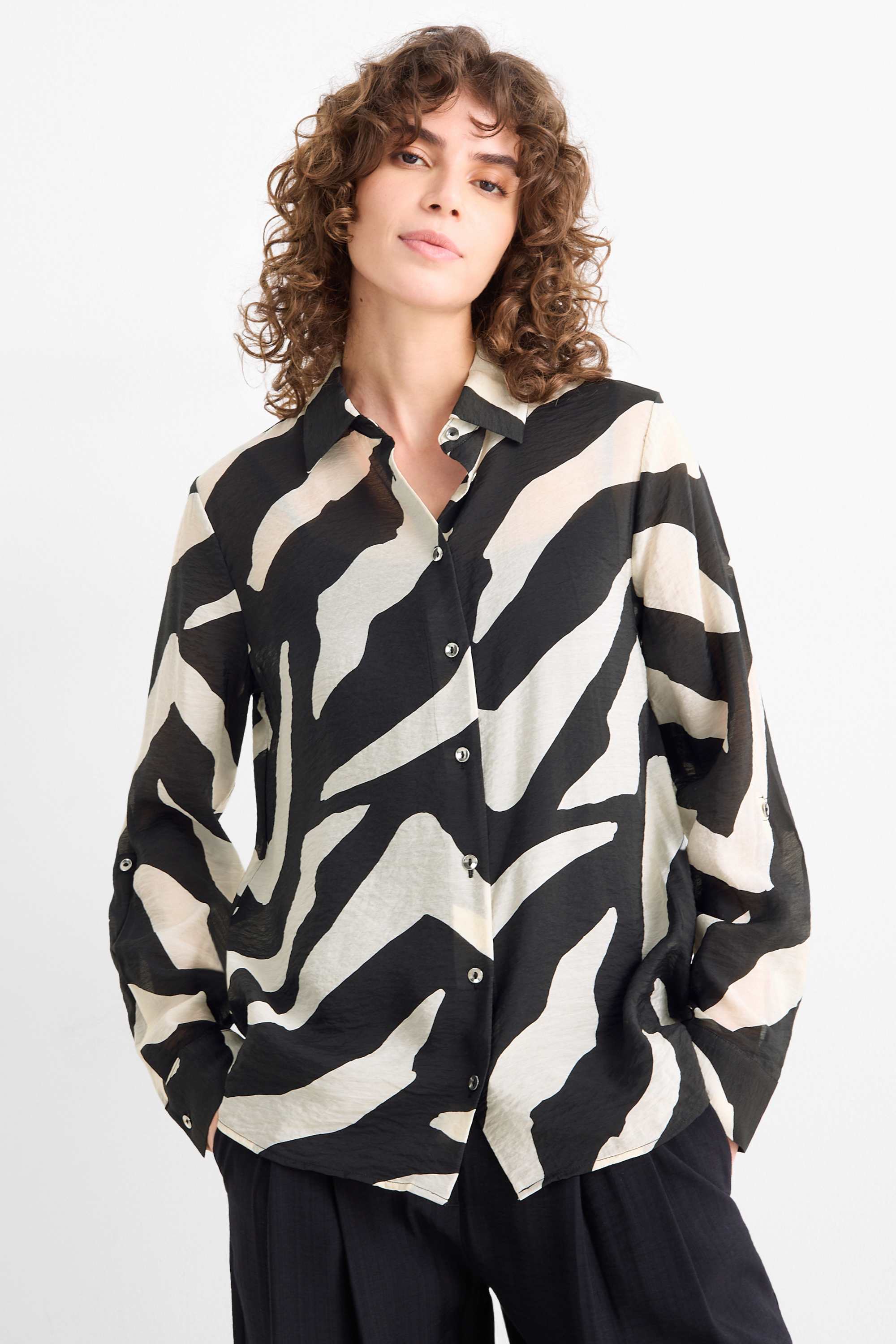 Shirt blouse - patterned white / black