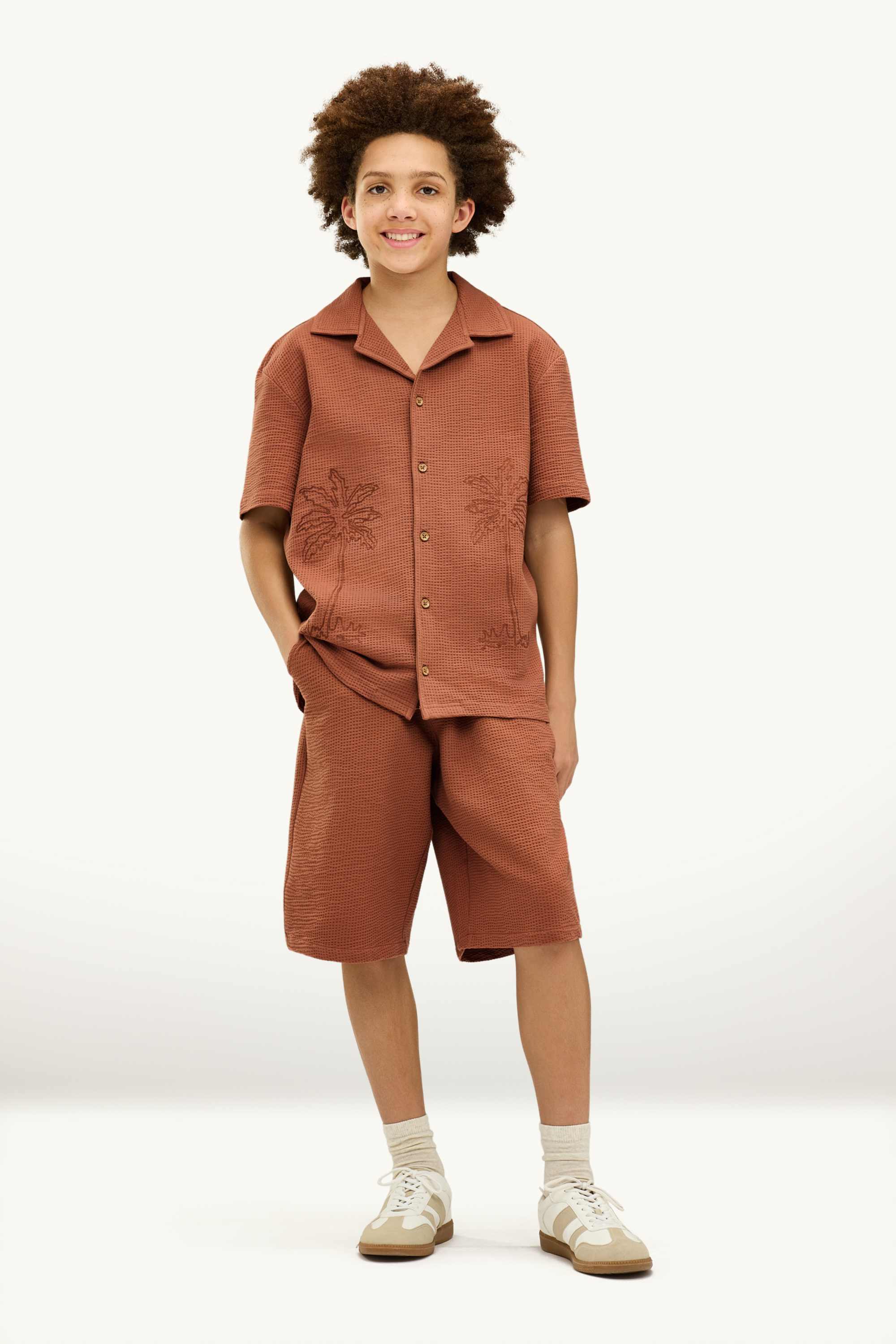 Sweat shorts - textured brown