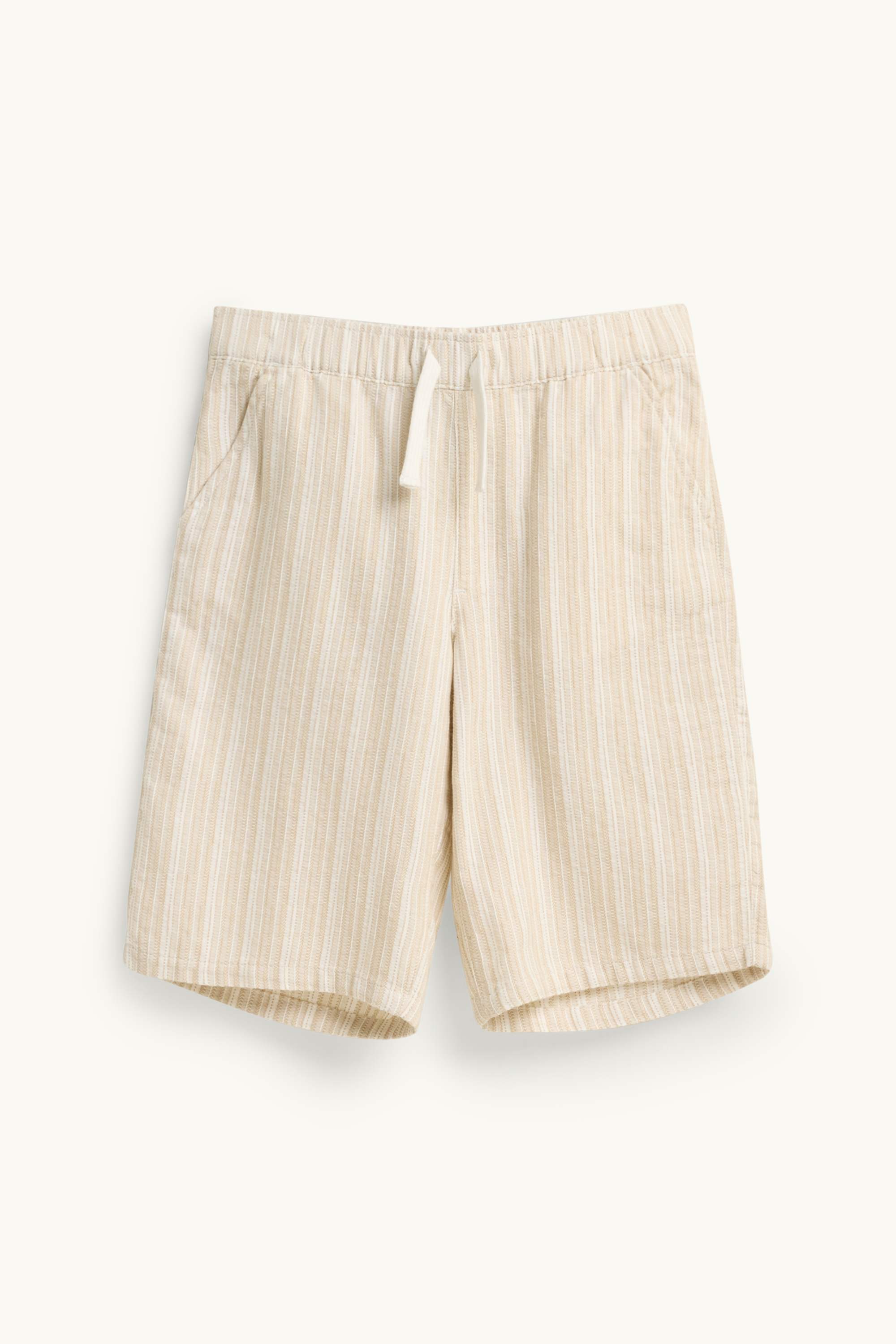 Bermuda shorts - striped - textured beige