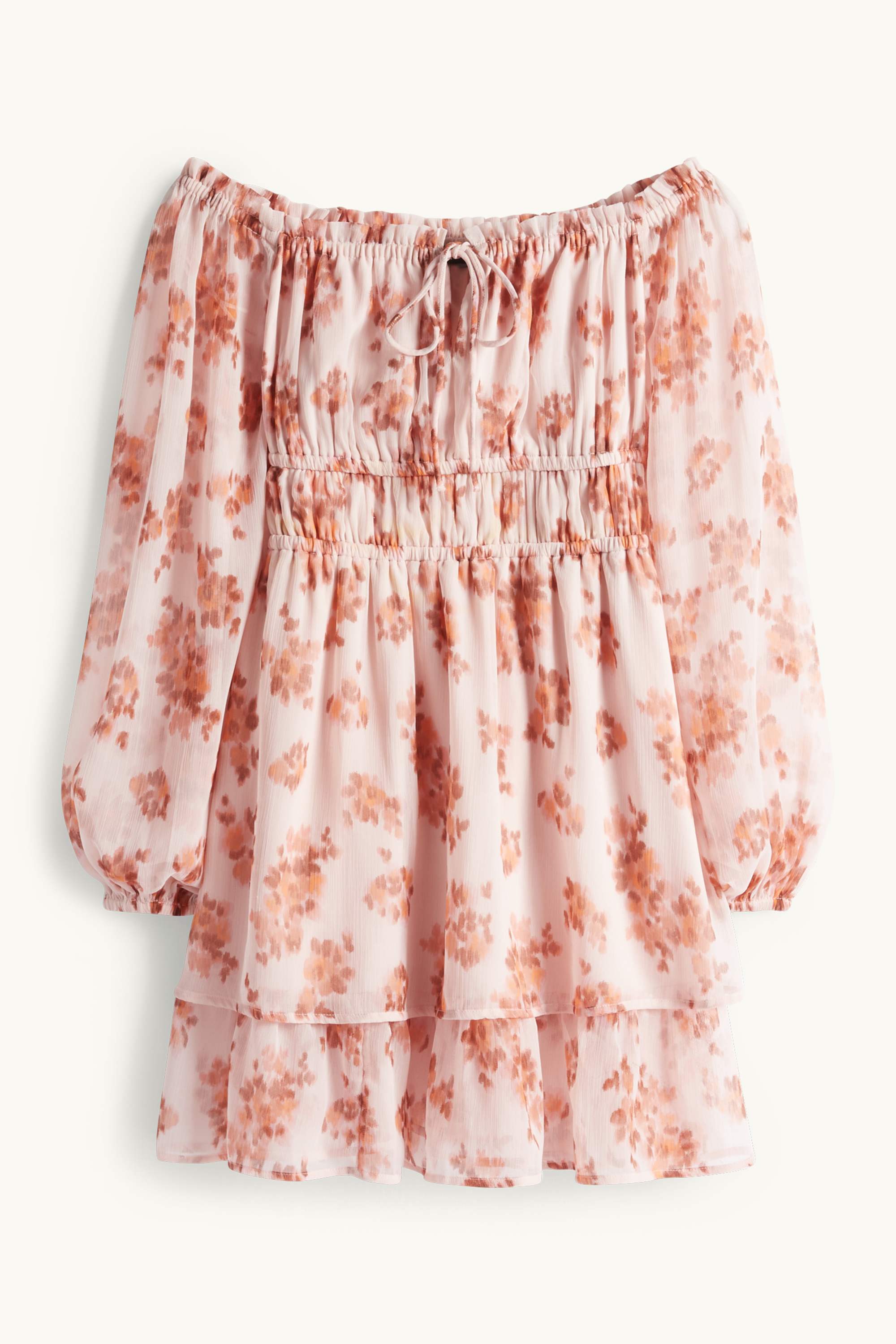 Empire dress - floral - textured dark rose