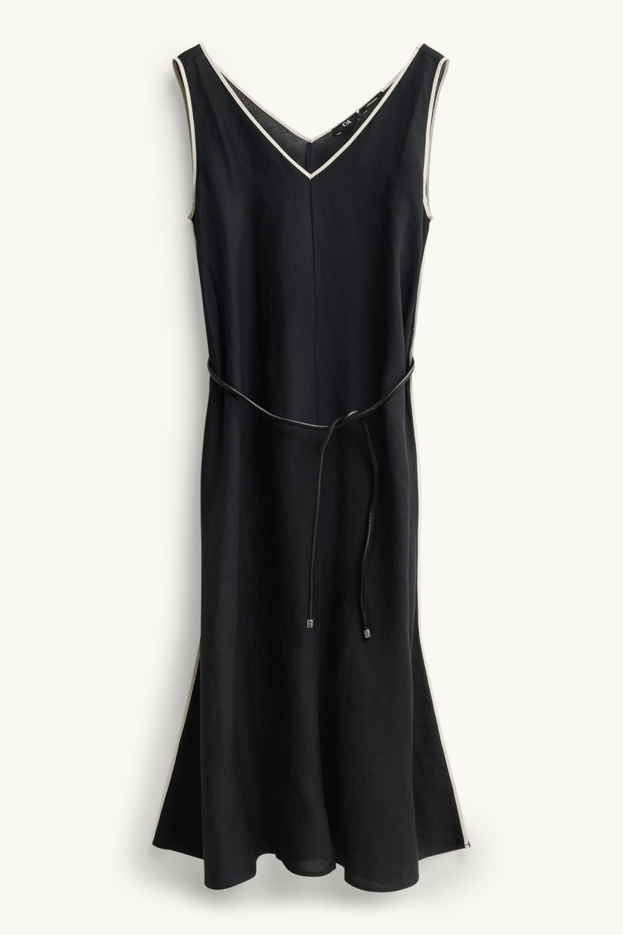 V-neck A-line dress black