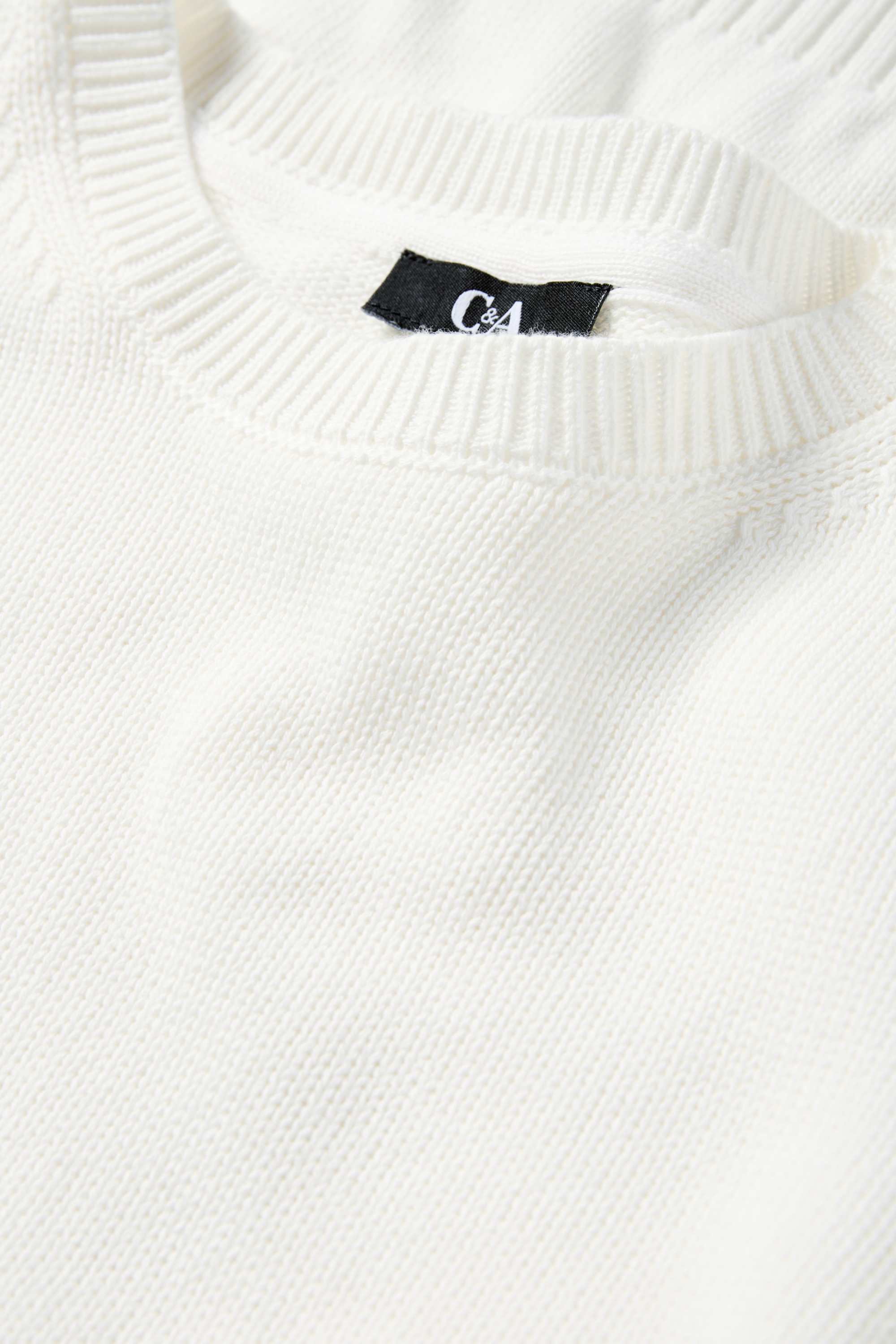 Knitted jumper - short sleeve white
