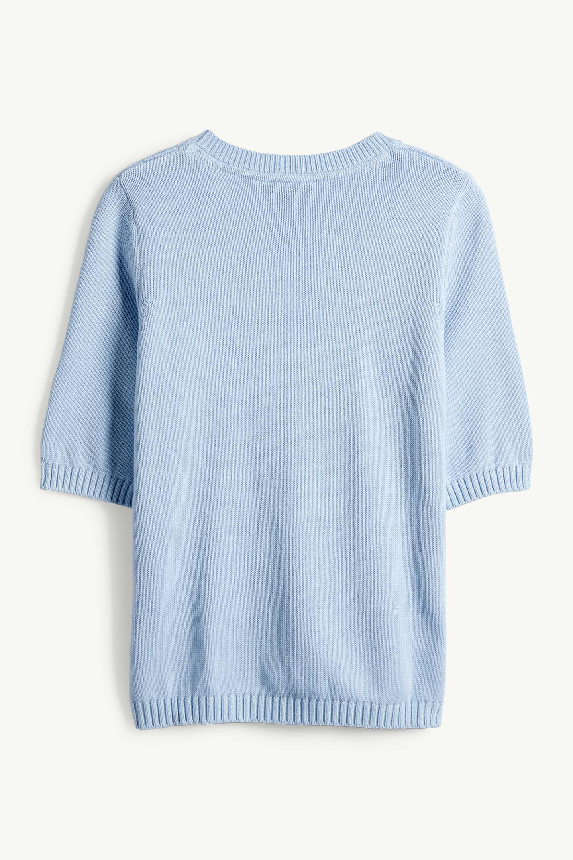 Knitted jumper - short sleeve light blue