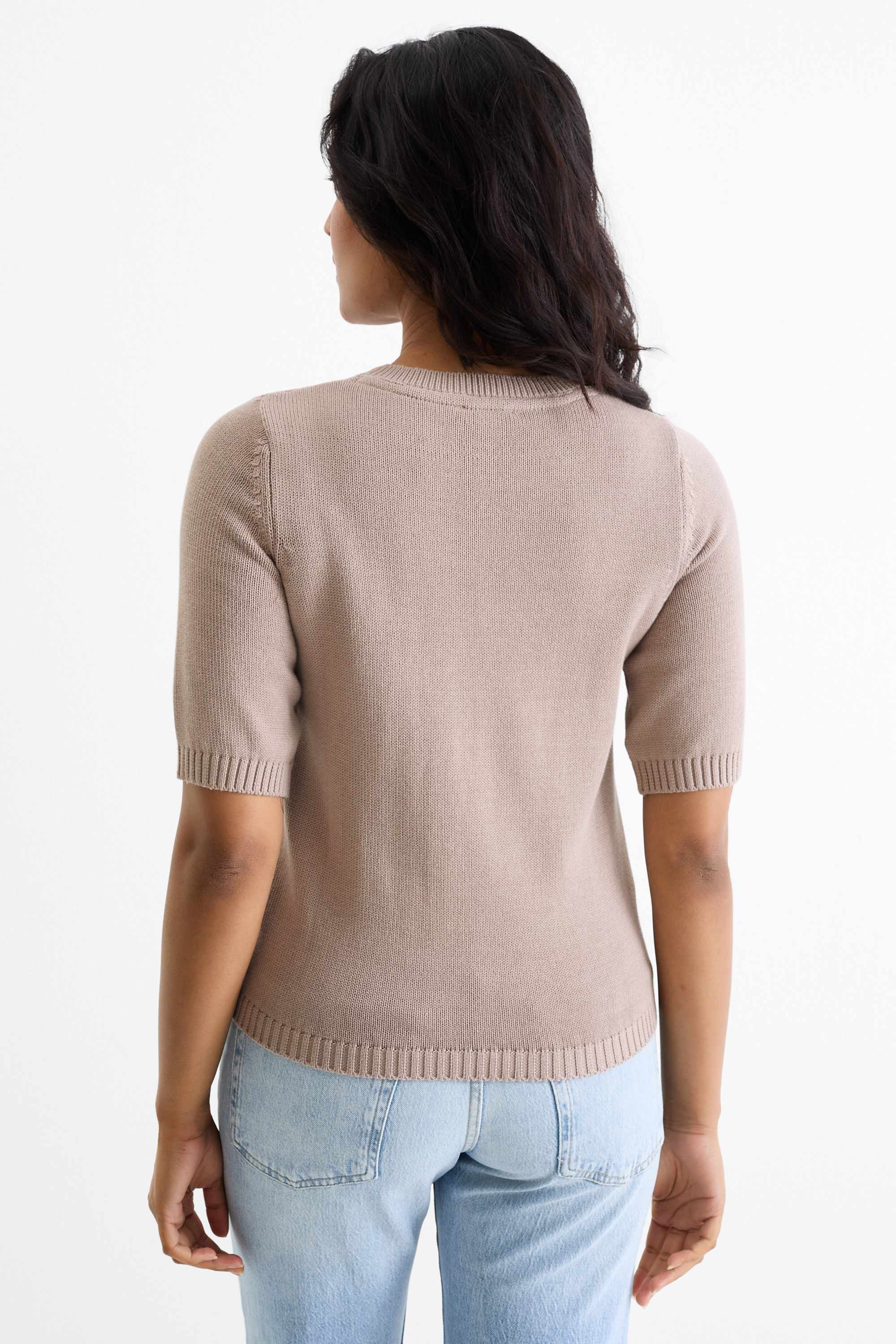 Knitted jumper - short sleeve taupe