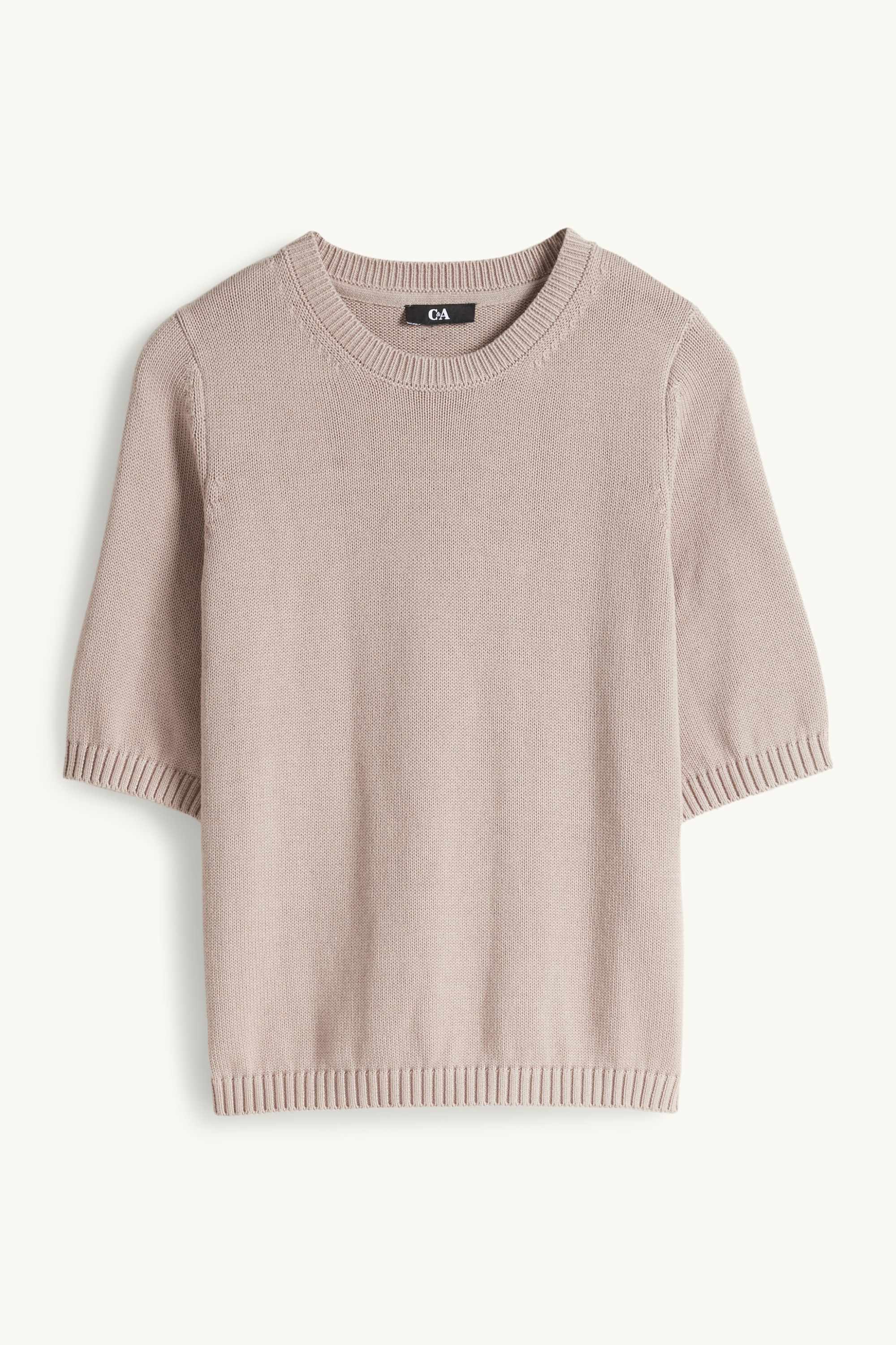 Knitted jumper - short sleeve taupe