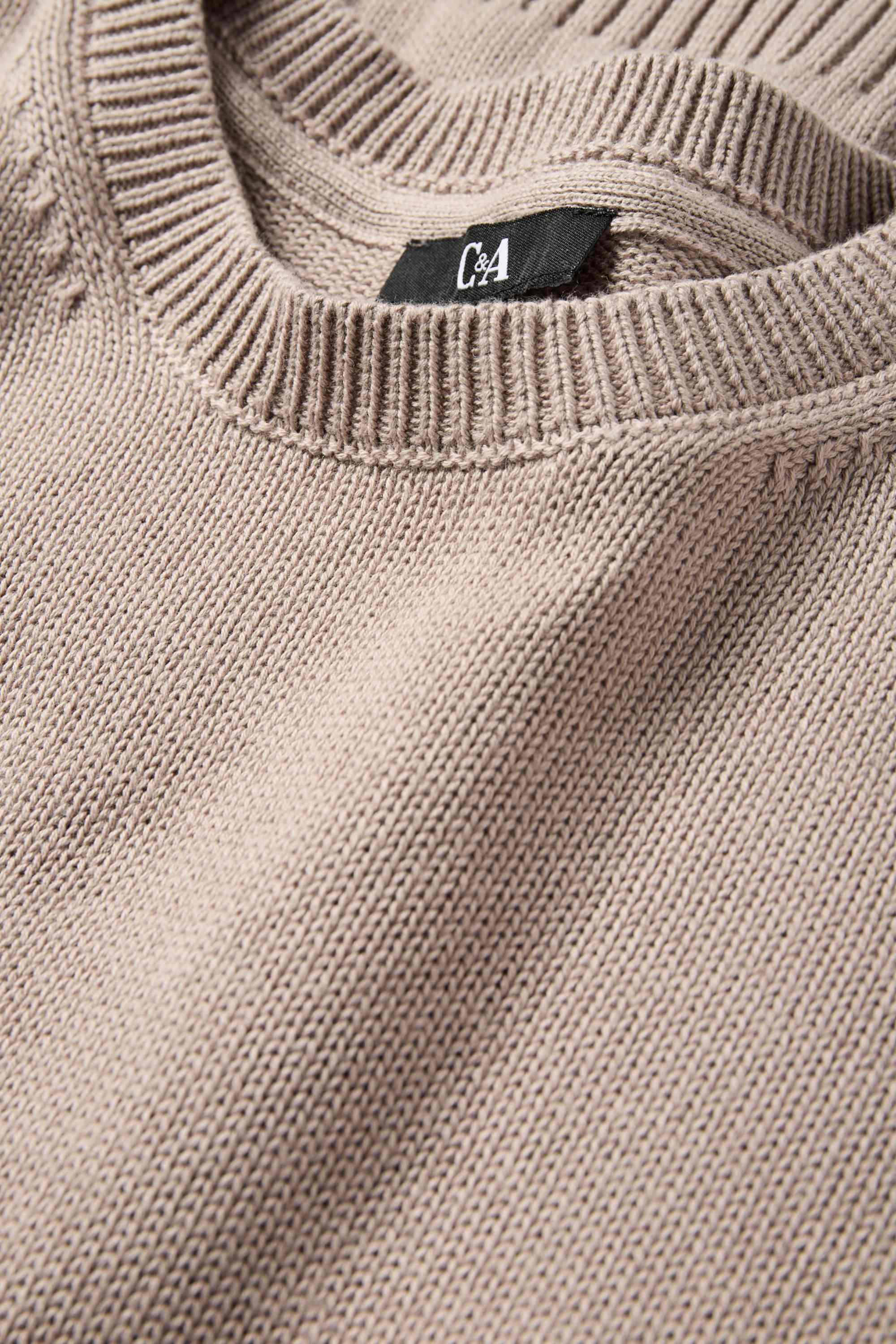 Knitted jumper - short sleeve taupe
