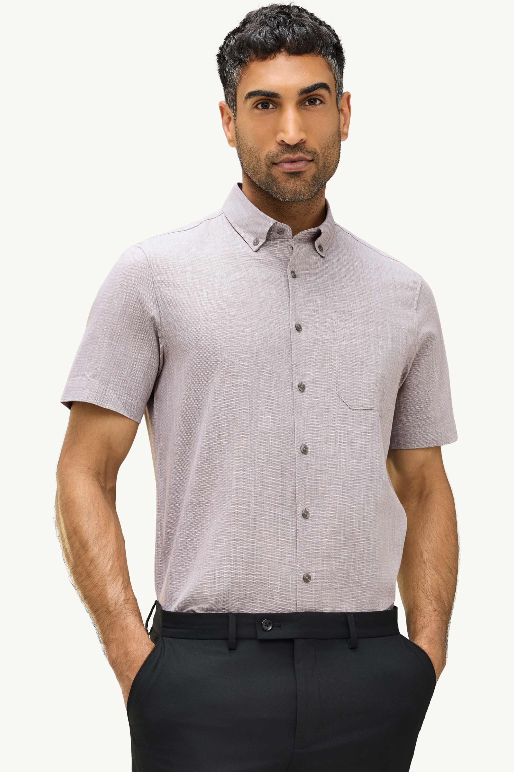 Business shirt - regular fit - button-down collar gray