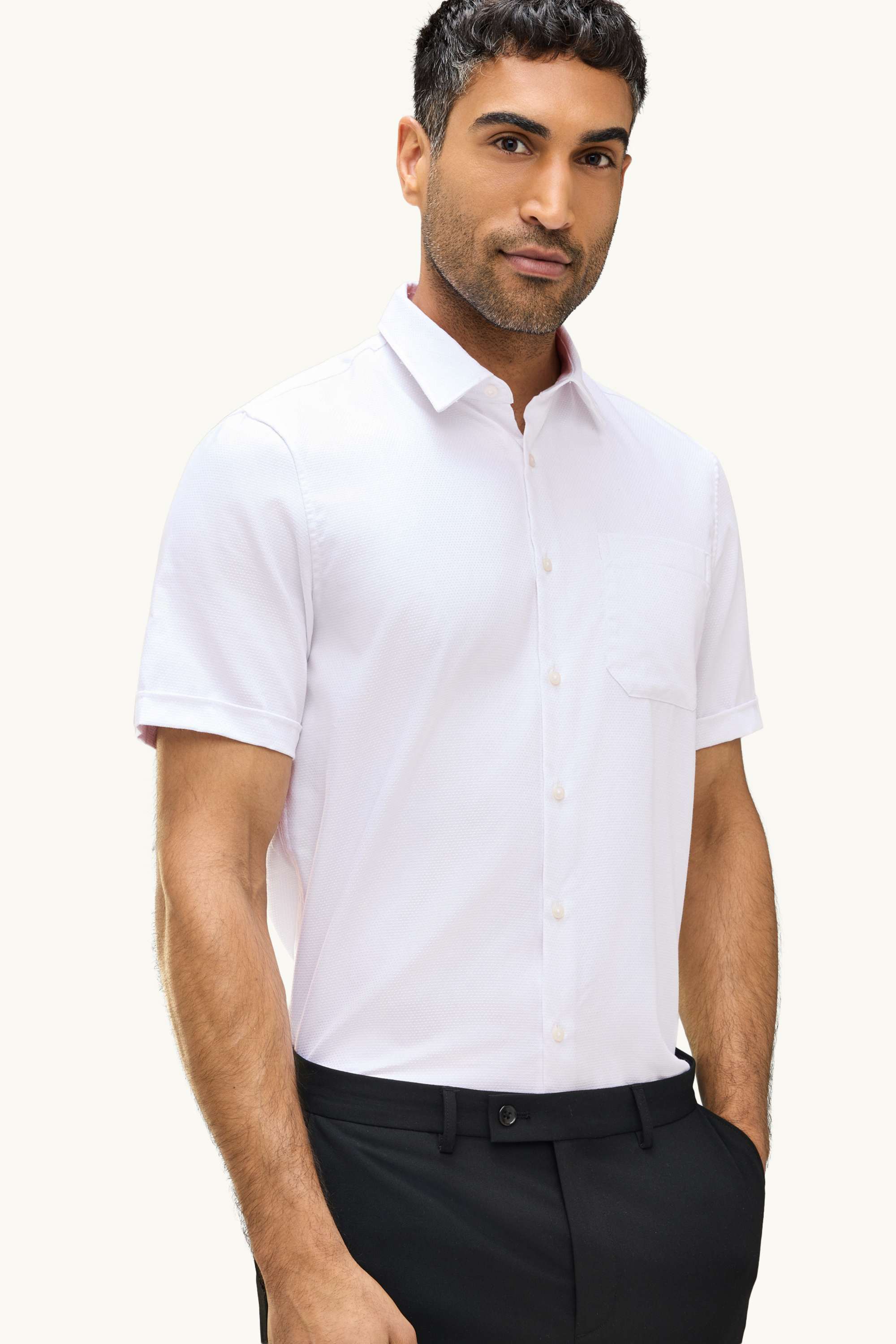 Business shirt - regular fit - kent collar - textured white