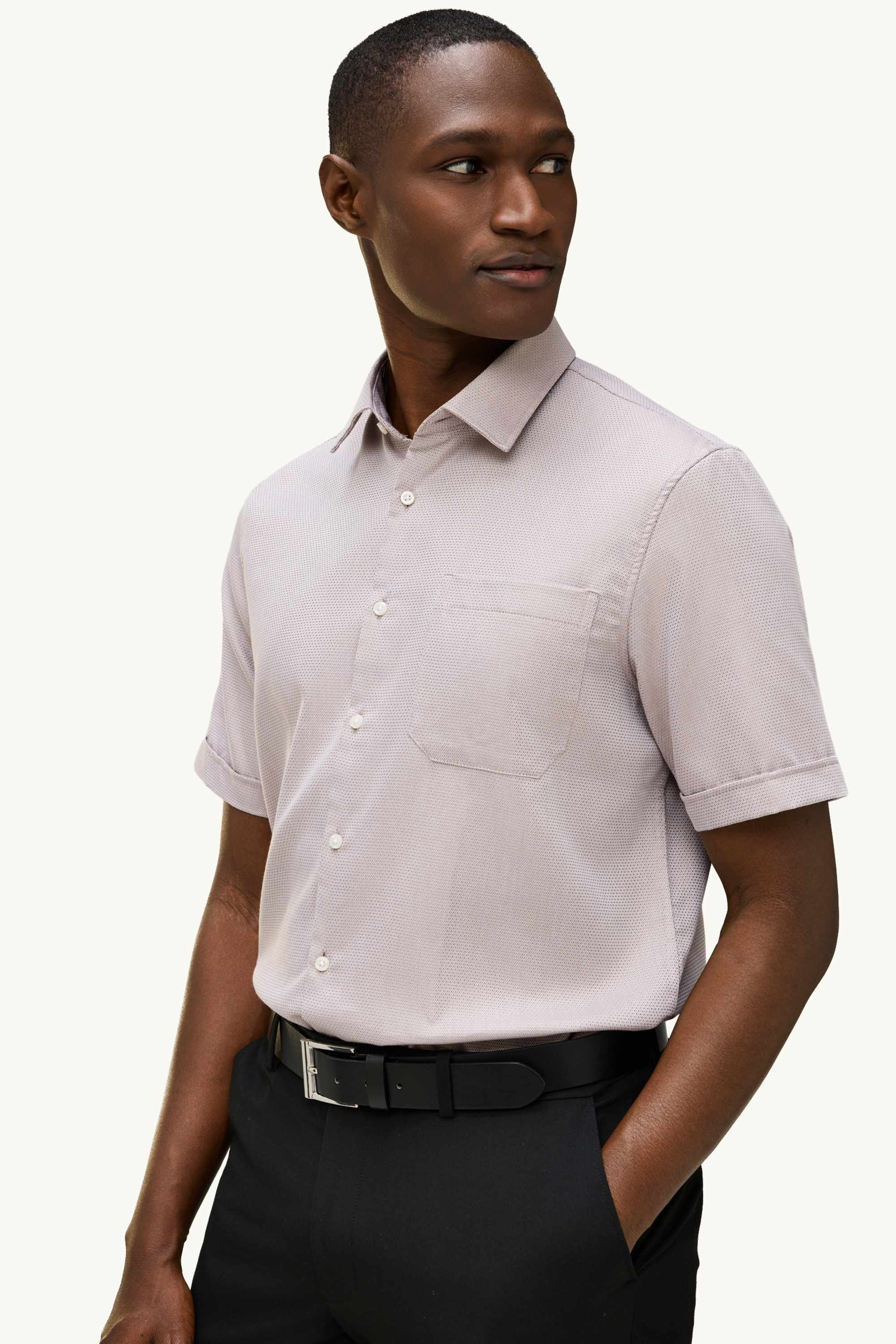 Business shirt - regular fit - kent collar - textured gray