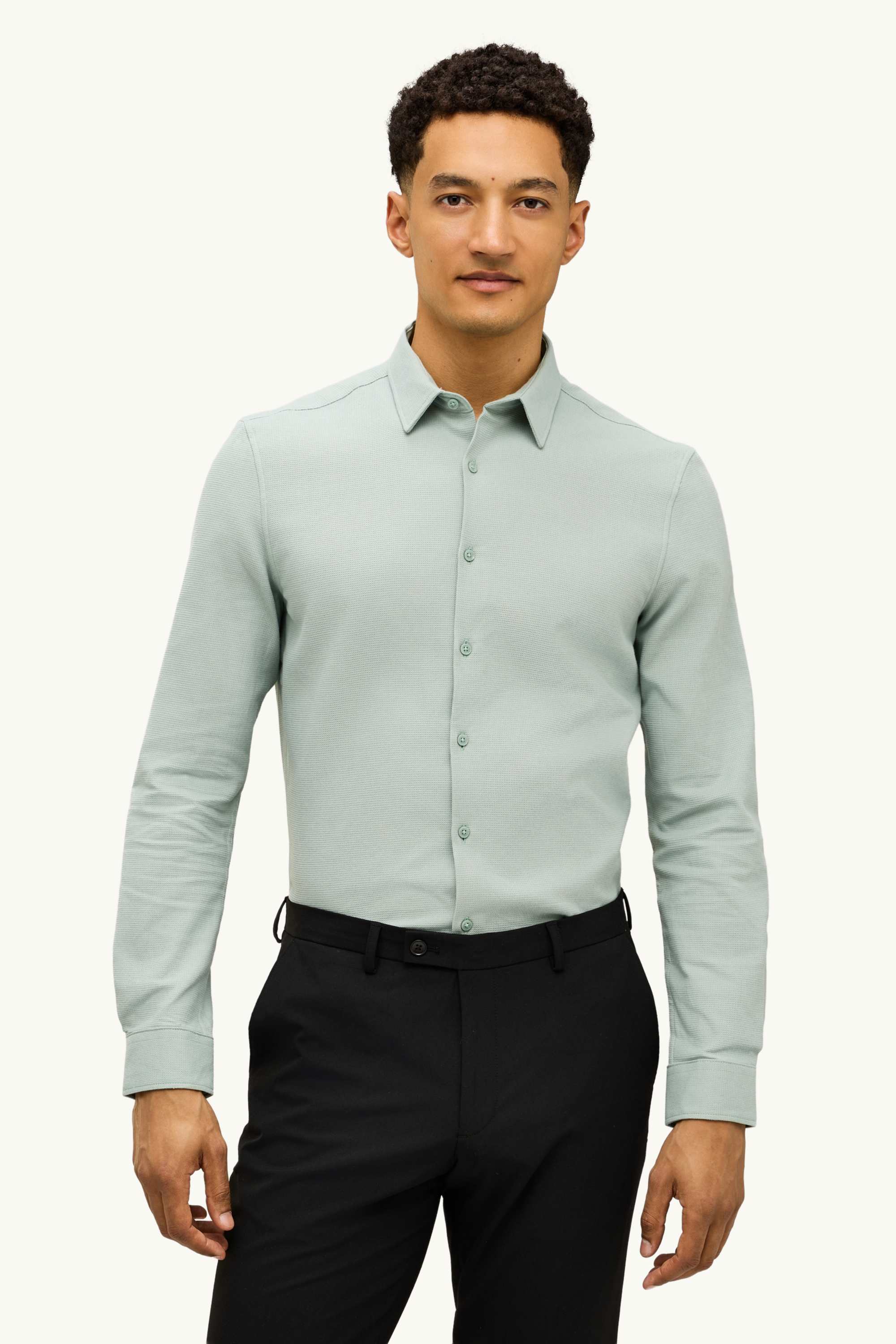 Business shirt - slim fit - kent collar - easy-iron - textured light green