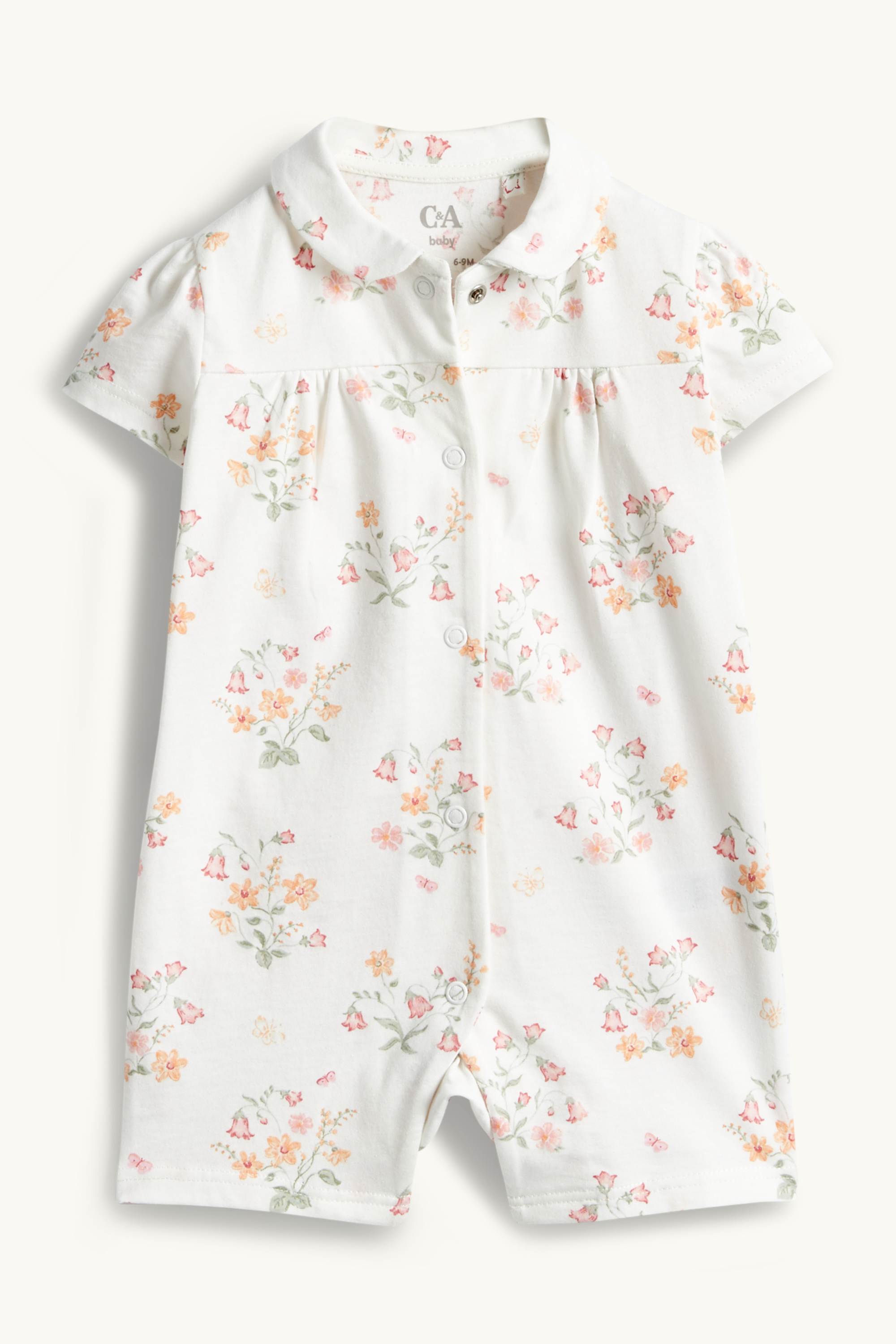Floral - baby sleepsuit white