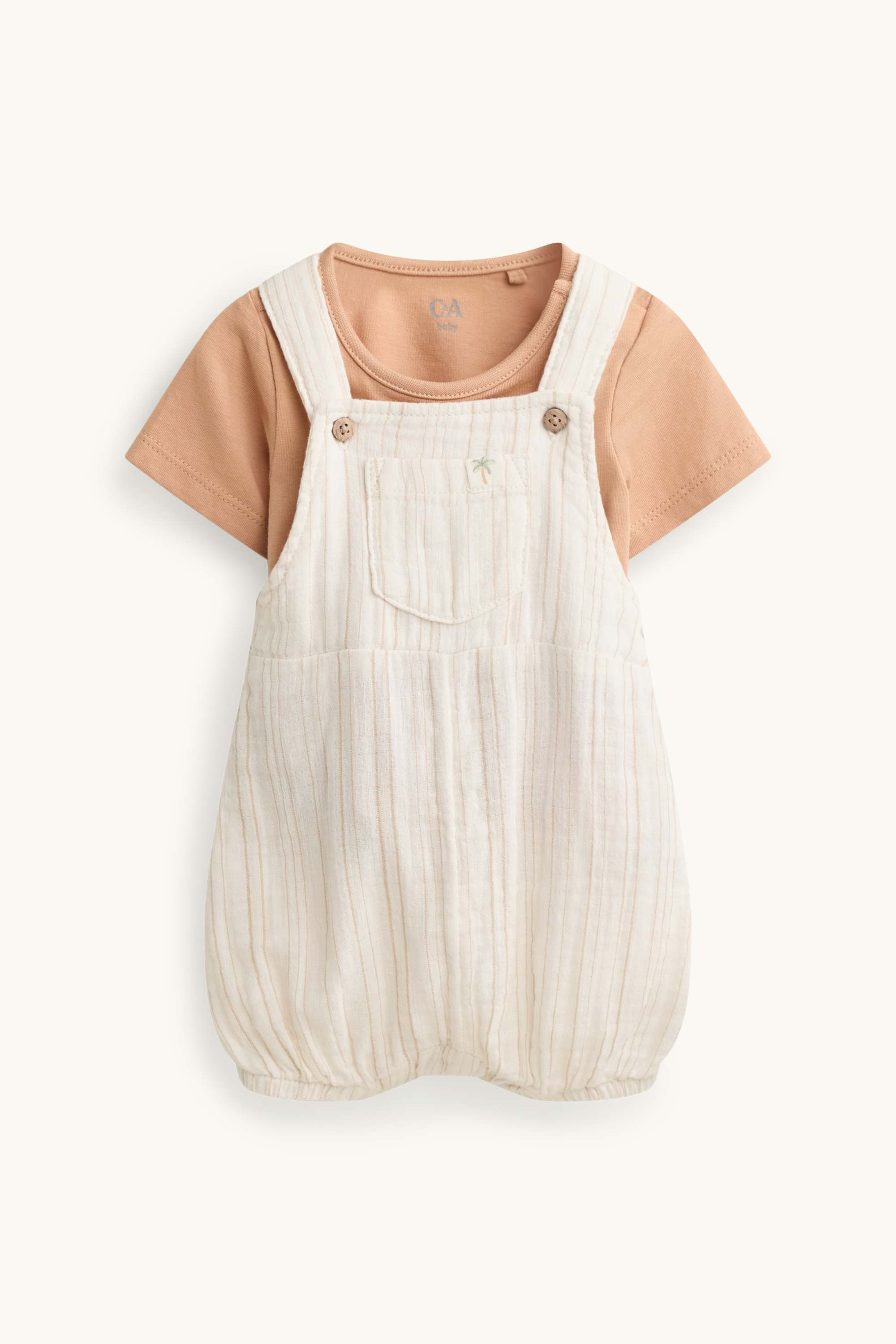 Palm - baby outfit - 2 piece orange / cremewhite