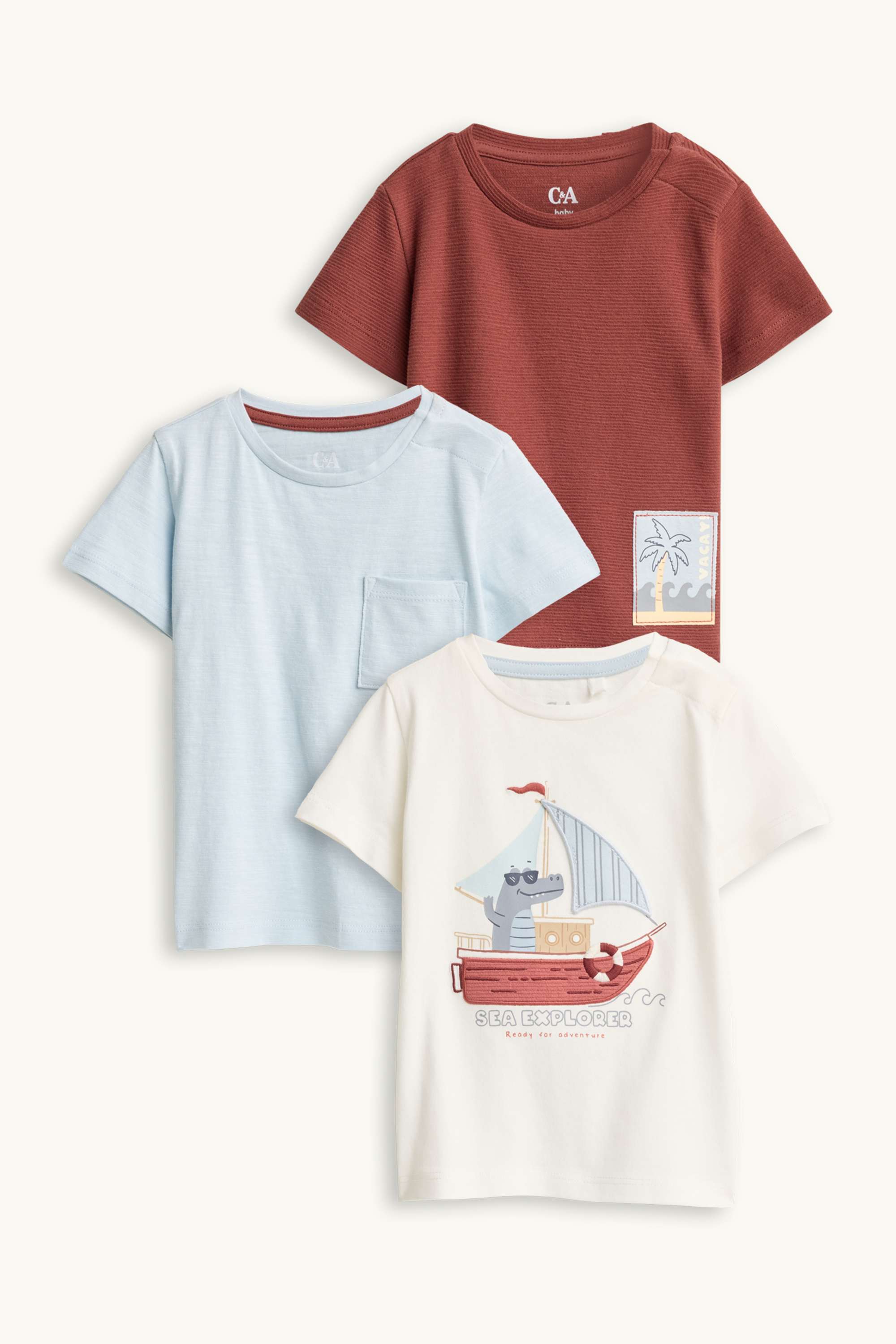 Multipack of 3 - crocodile - short sleeve T-shirt white