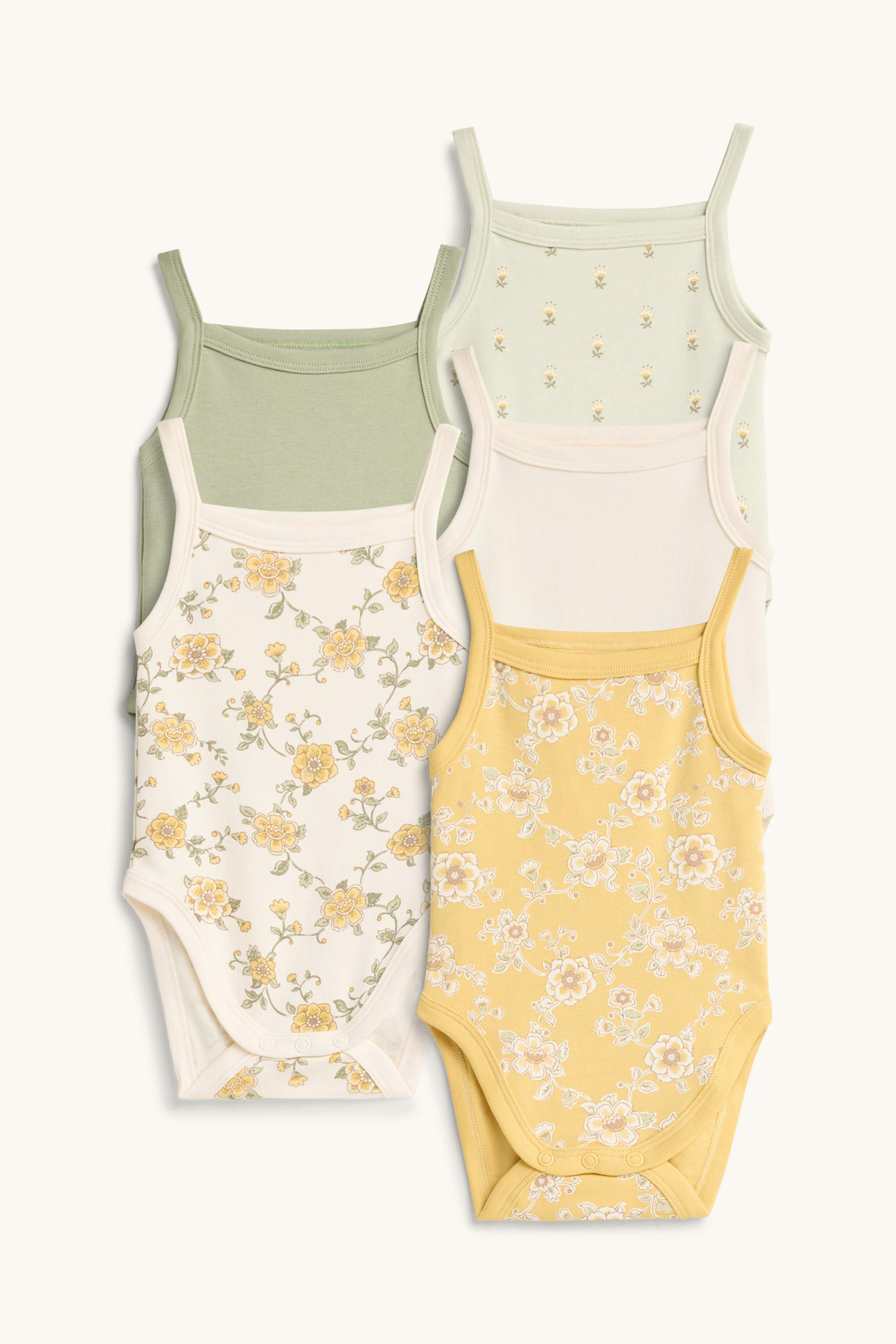 Multipack of 5 - floral - baby bodysuit yellow