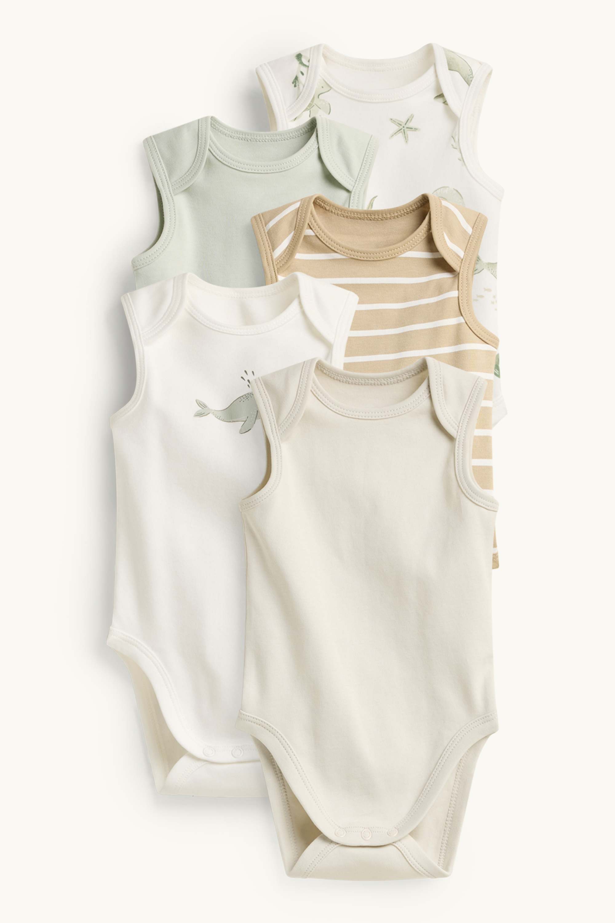 Multipack of 5 - sea creatures - baby bodysuit white