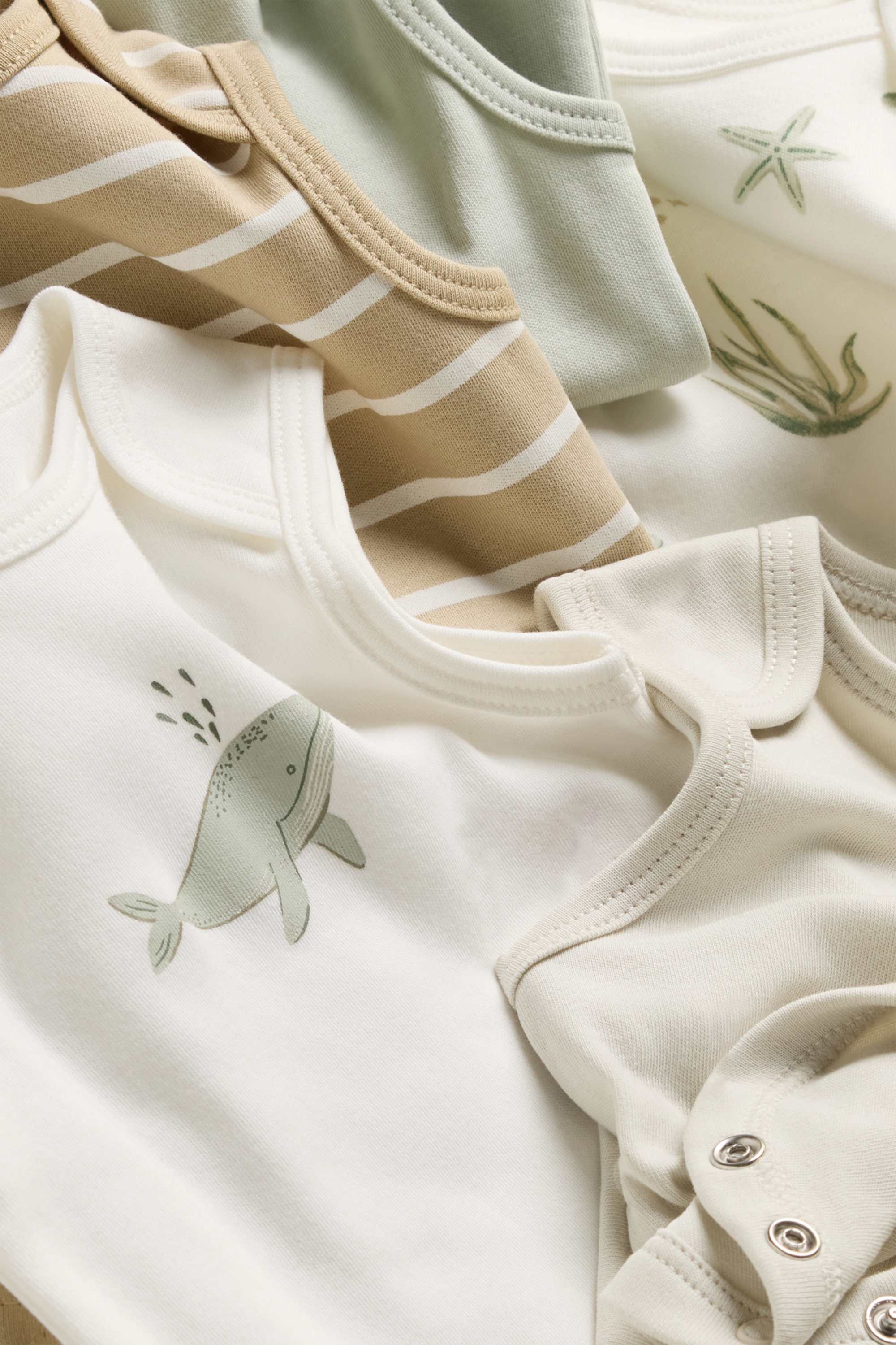 Multipack of 5 - sea creatures - baby bodysuit white