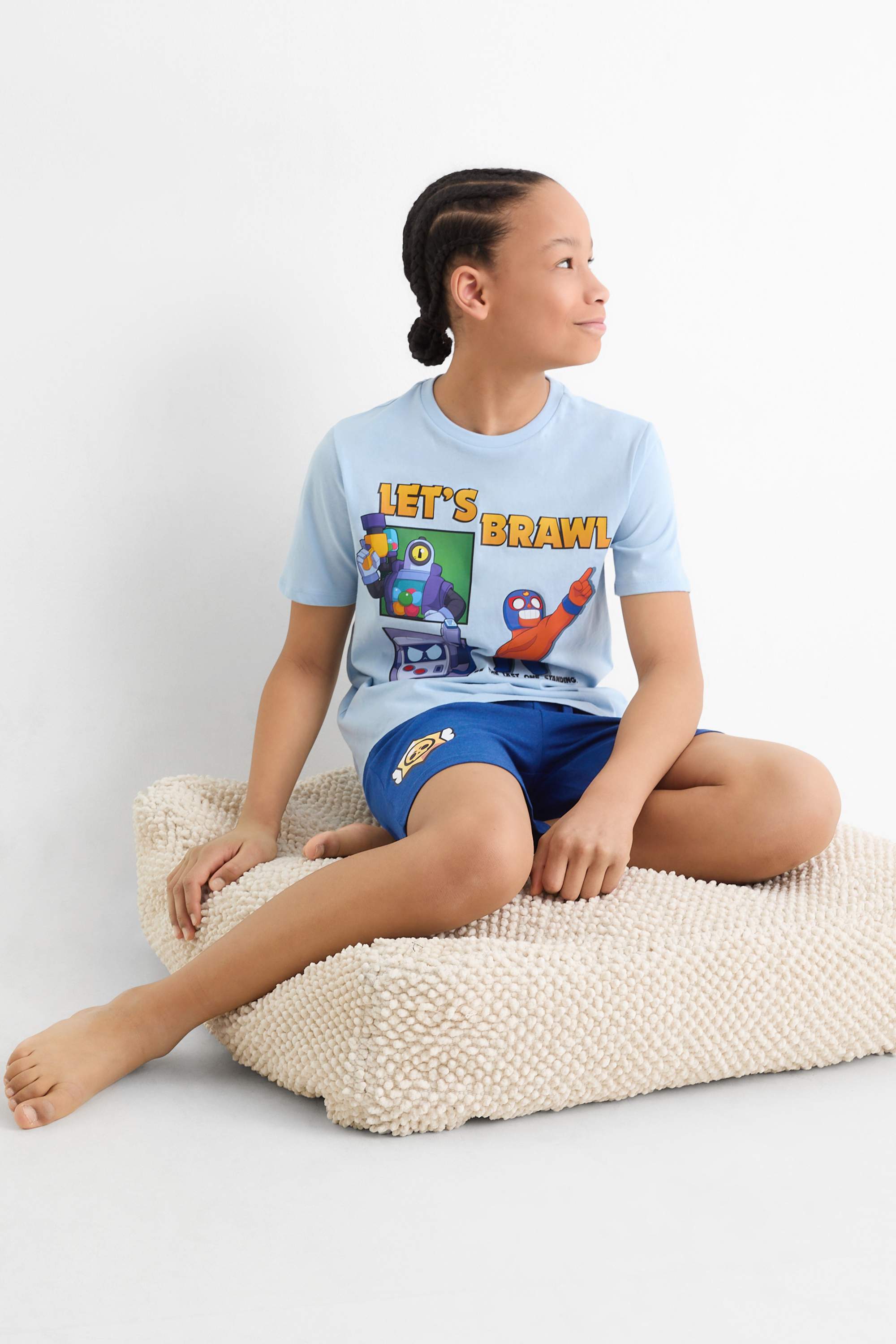 Brawl Stars - short pyjamas - 2-piece light blue