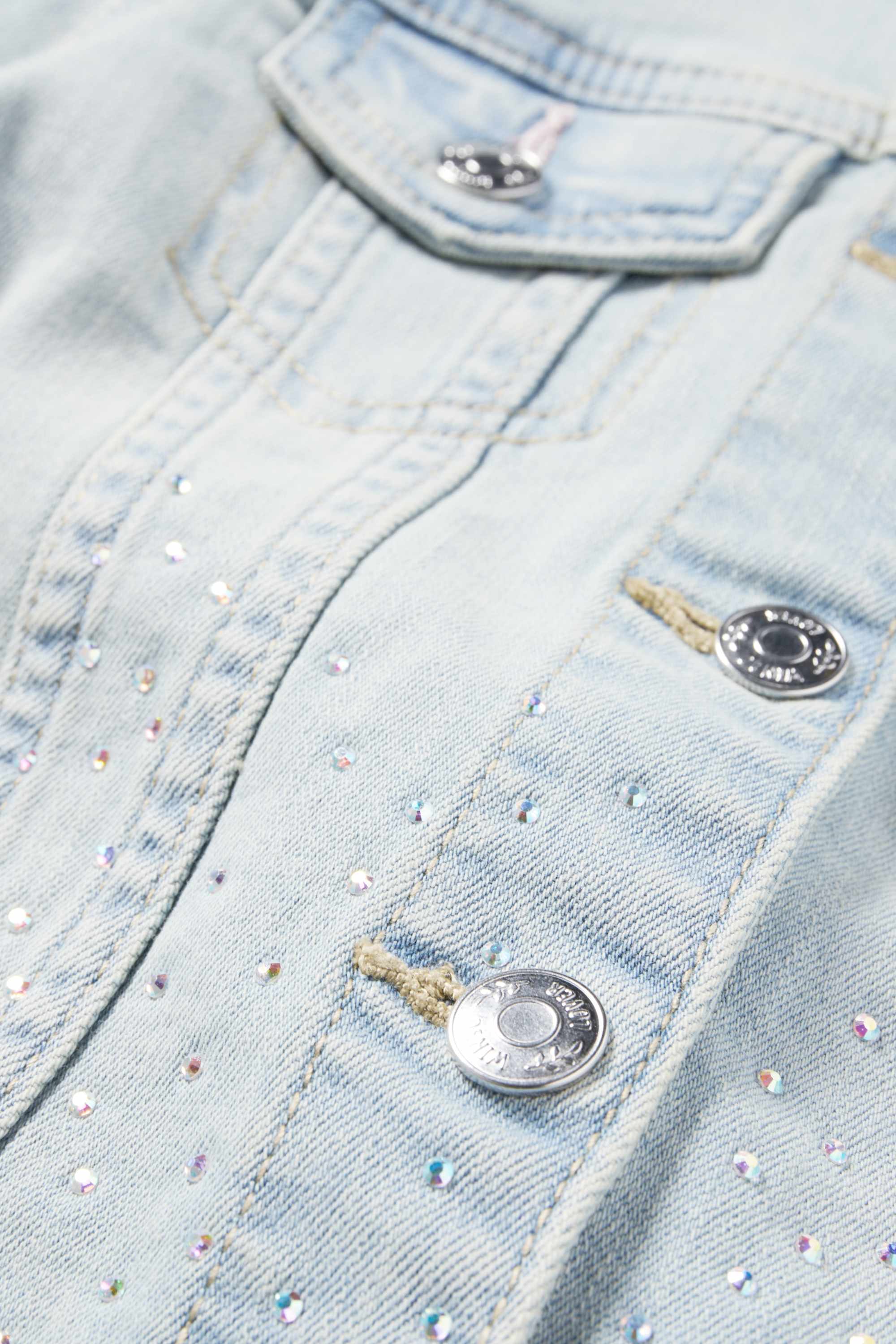 Denim jacket with rhinestones denim-light blue