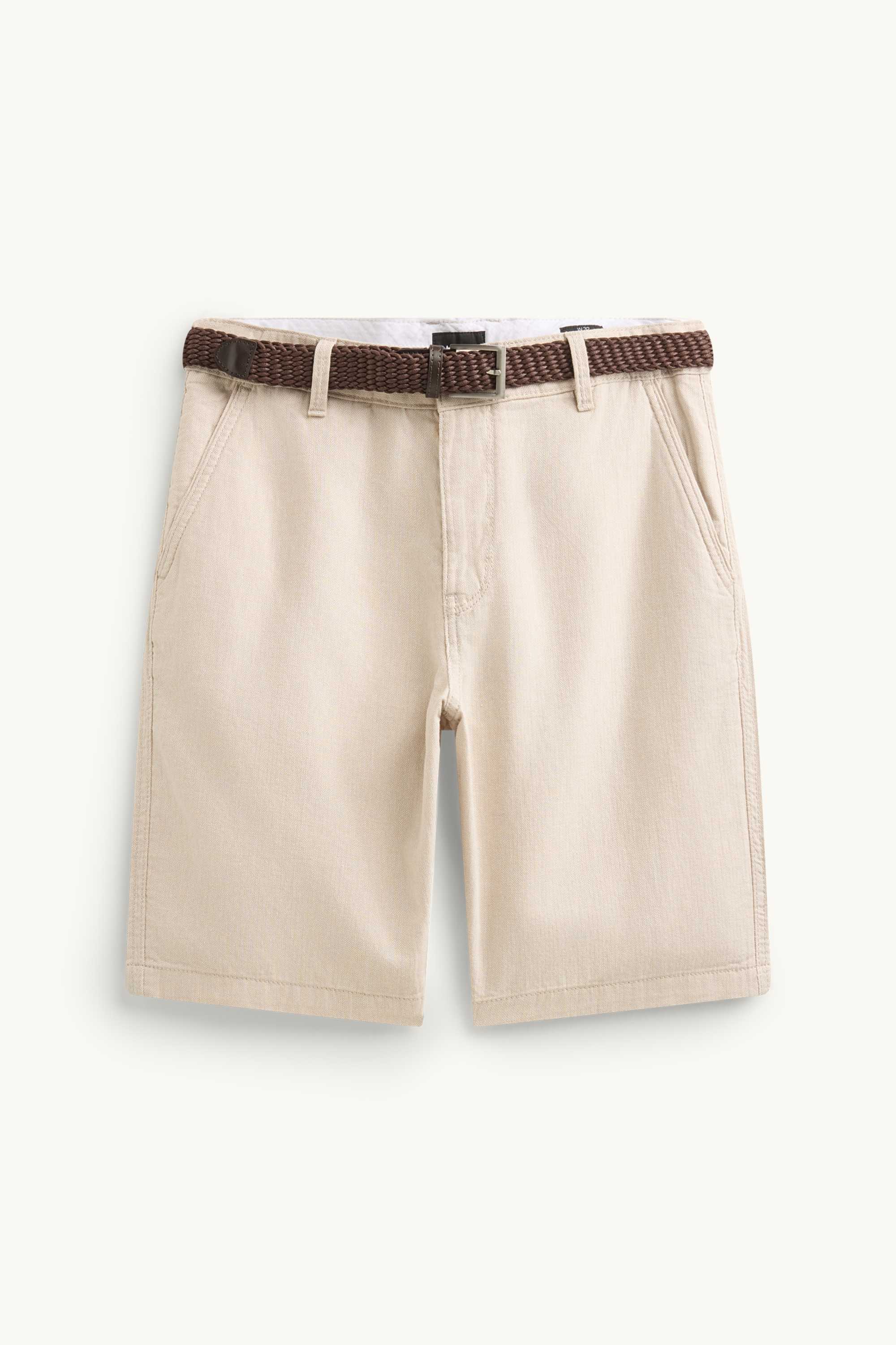 Shorts with belt beige