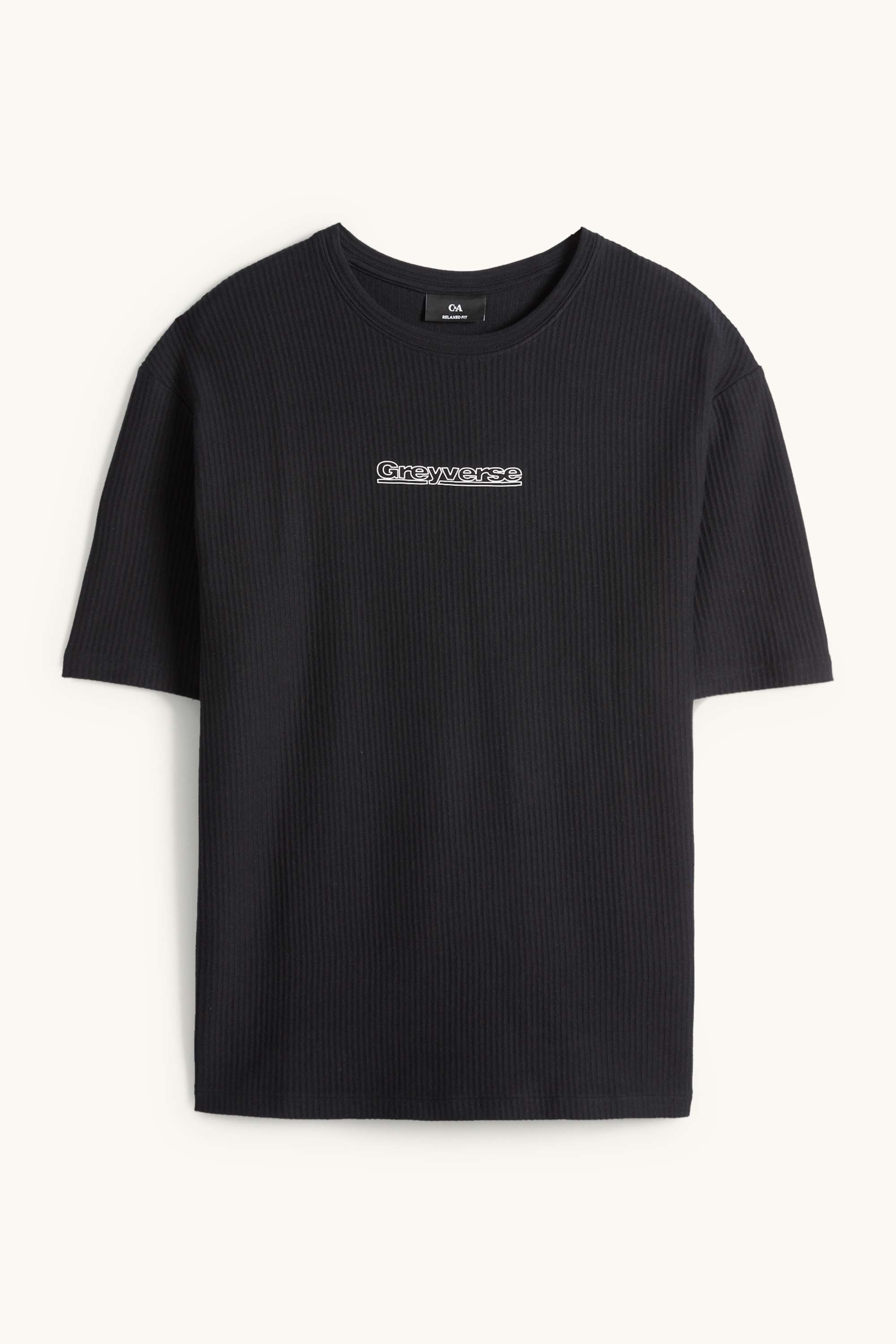 T-shirt - relaxed fit - ribbed black