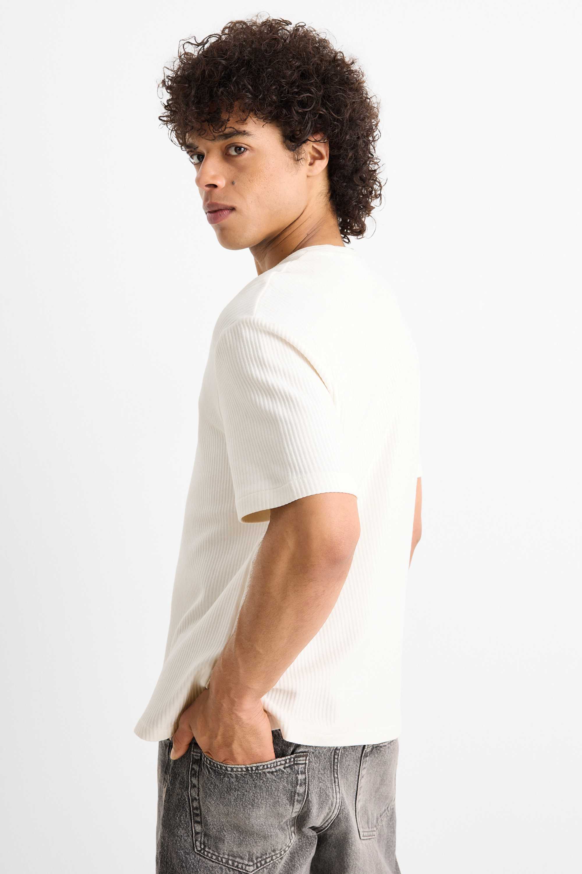 T-shirt - relaxed fit - ribbed white